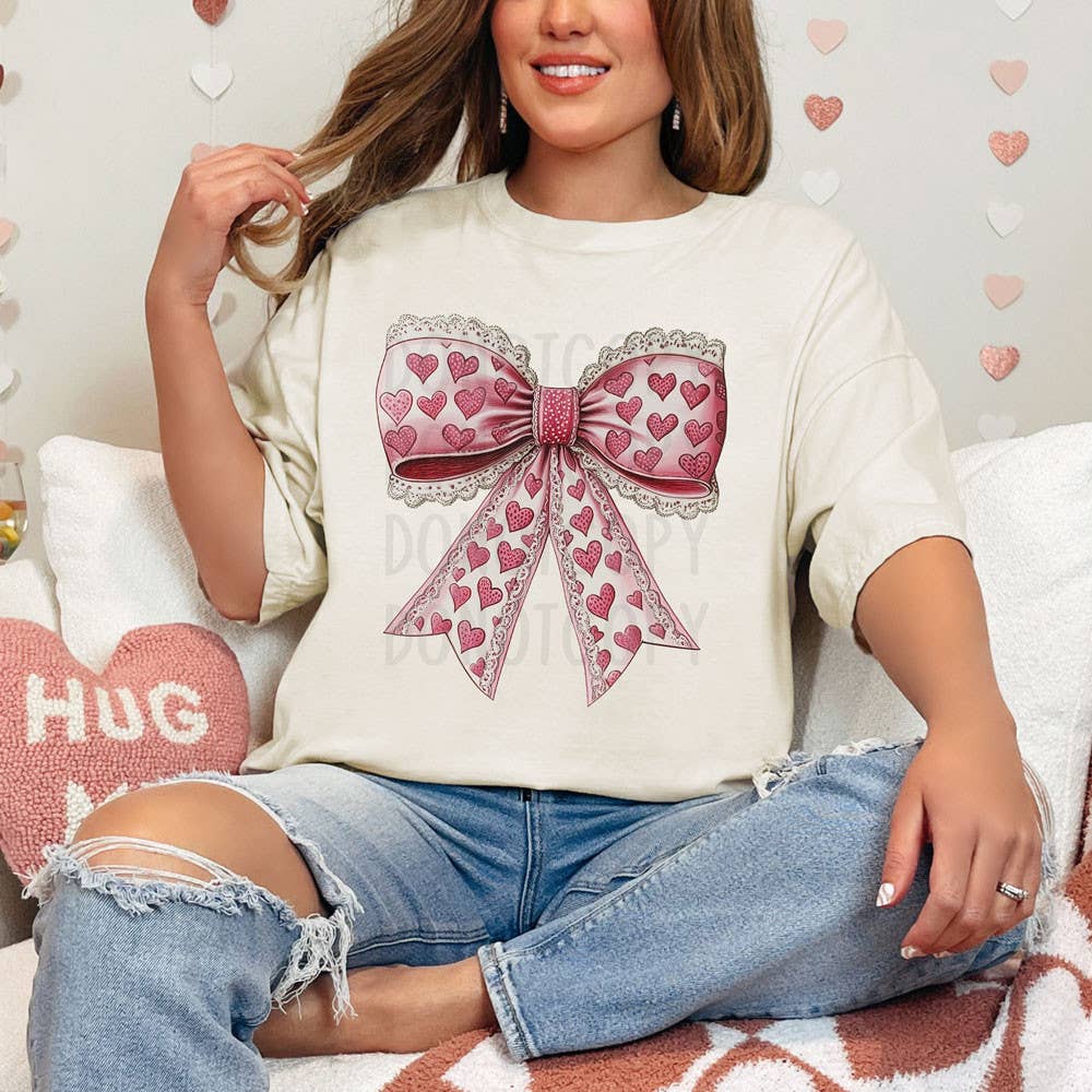 Vintage Heart Lace Bow Tee Hoodie, Sweatshirt | PodTeesHub.com