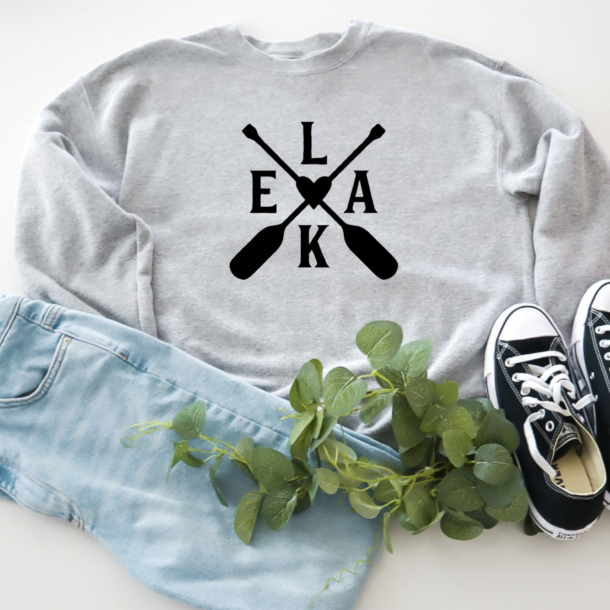 Lake Sweatshirt - Grey Crewneck Sweatshirt - Lake Tee Hoodie | PodTeesHub.com