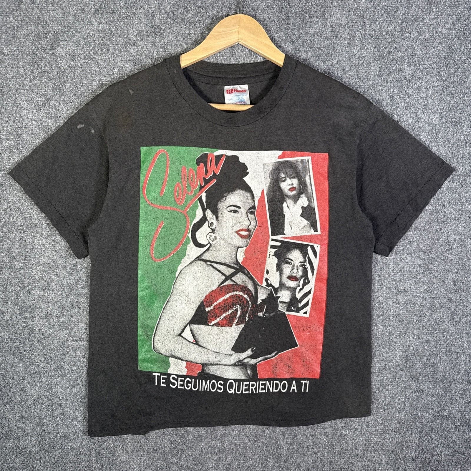 Rap Tees Vintage Selena Shirt Mens Large Black 80s Rap Style Mexico F Hoodie, Sweatshirt | PodTeesHub.com