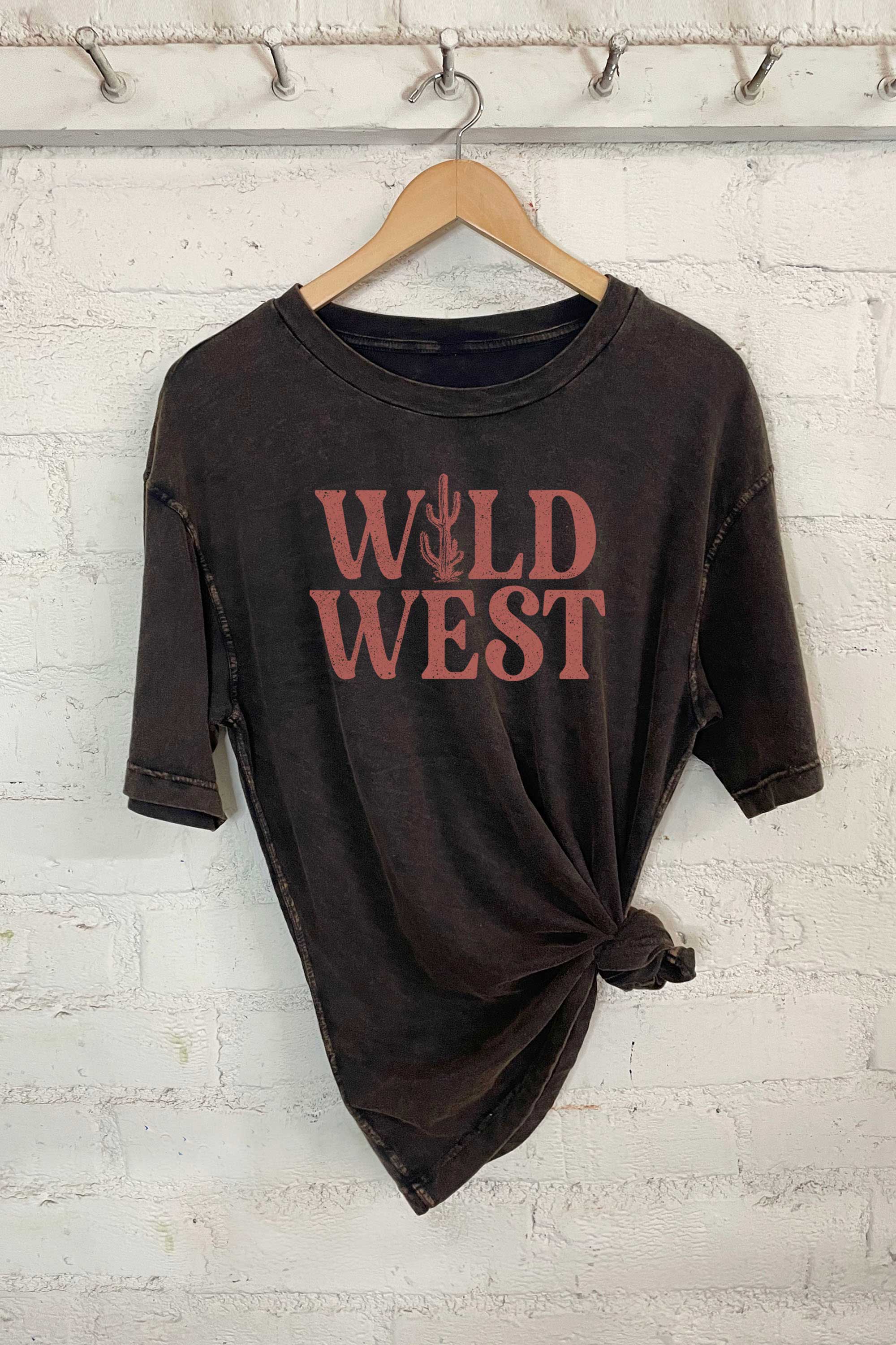 Wild West Women's Oversized Vintage-Washed Cotton T-Shirt Hoodie, Sweatshirt | PodTeesHub.com