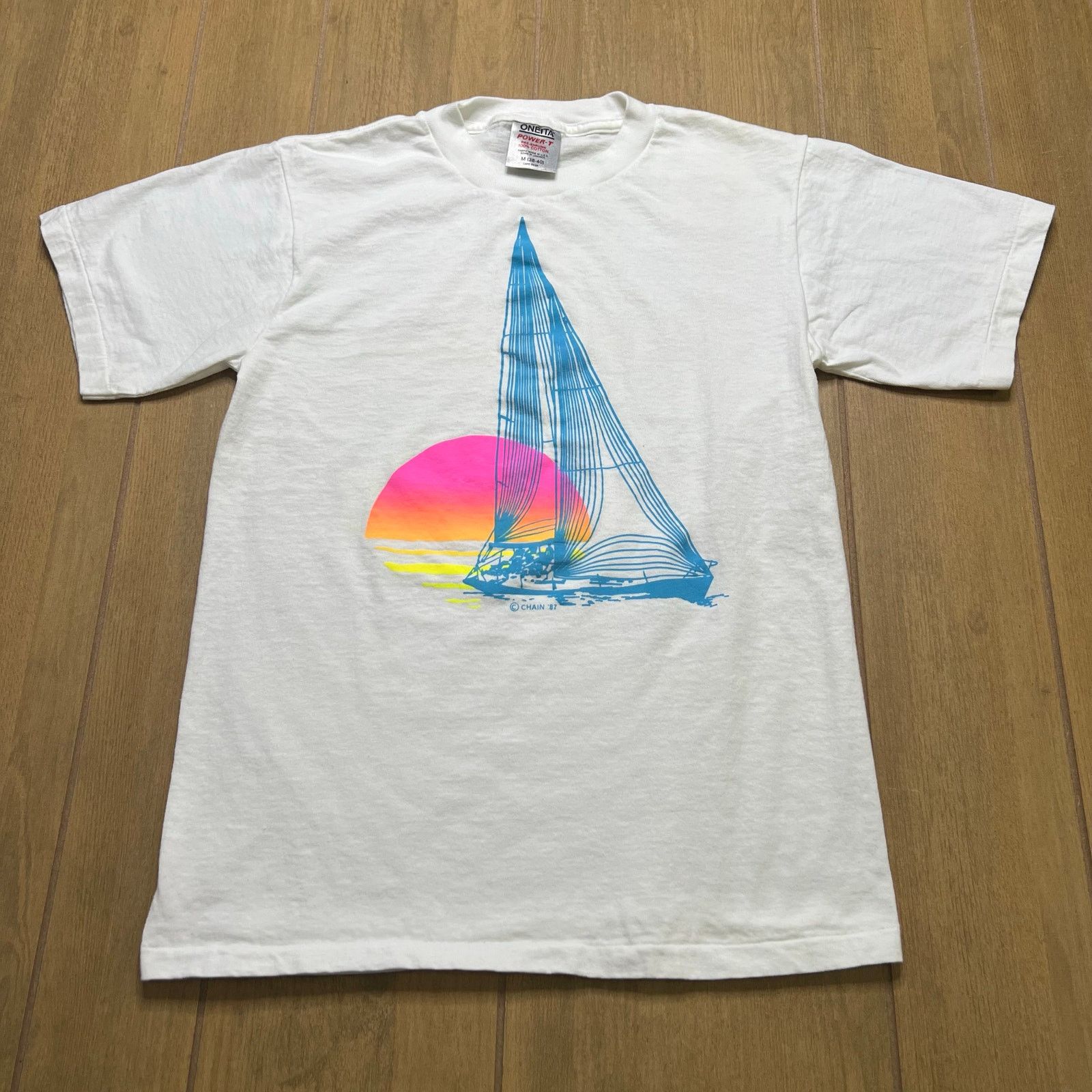 Vintage 90s T Shirt Sailboat And Sunset Beach Men Sz M Hoodie, Sweatshirt | PodTeesHub.com
