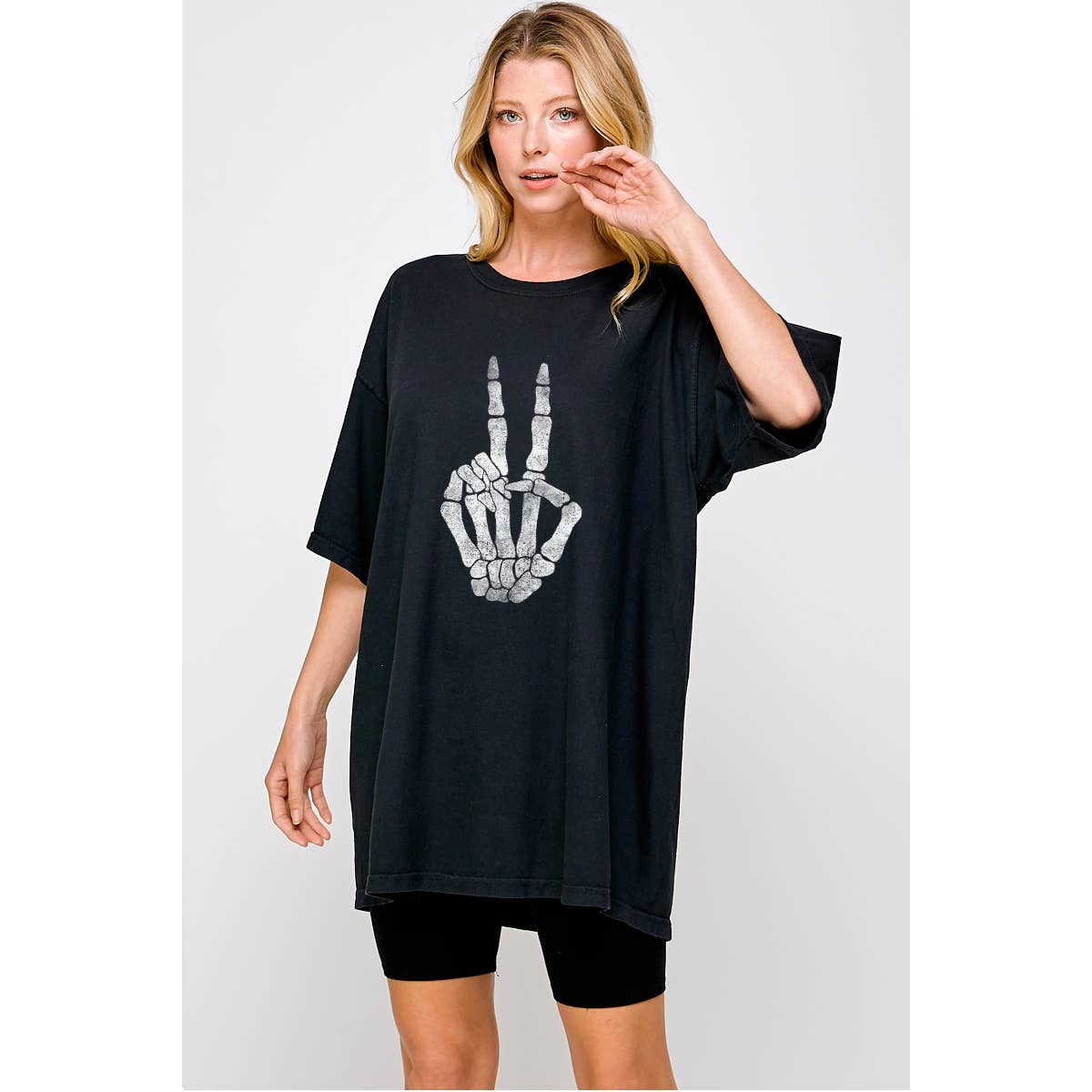 Skull Hand  Holoween Graphic Oversized Tee Hoodie, Sweatshirt | PodTeesHub.com