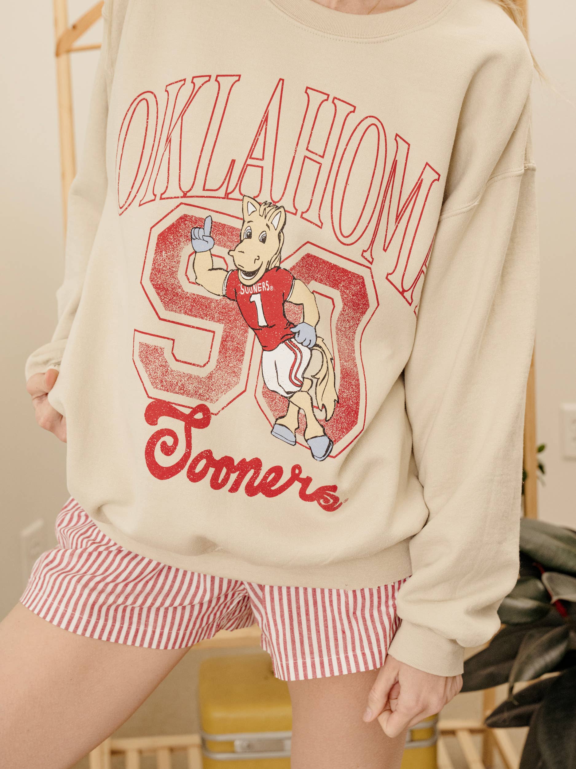 Ou Oklahoma Sooners Club Mascot Sand Thrifted Sweatshirt T-Shirts, Hoodie | PodTeesHub.com