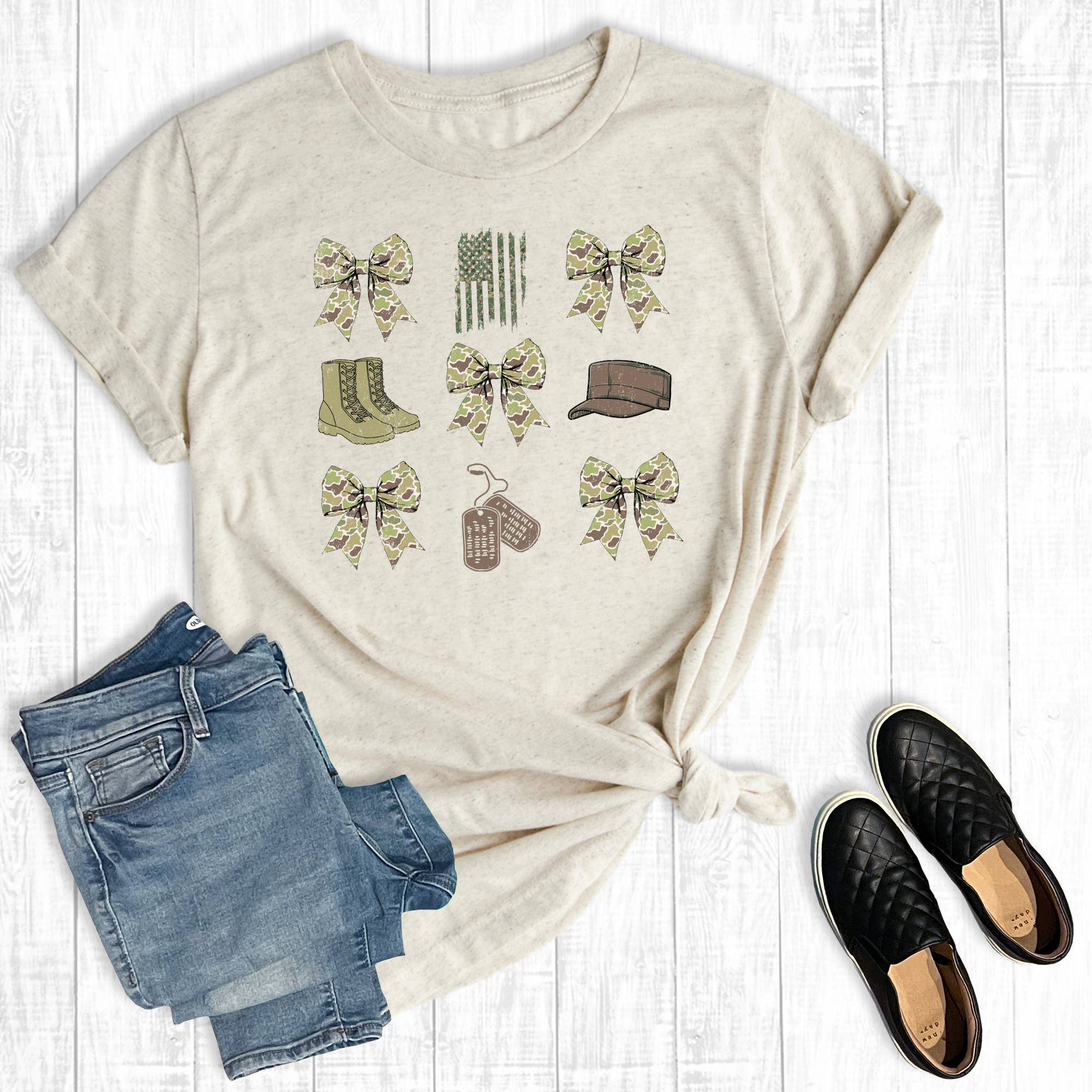 Military Coquette Wife Collage Graphic Tee Hoodie, Sweatshirt | PodTeesHub.com