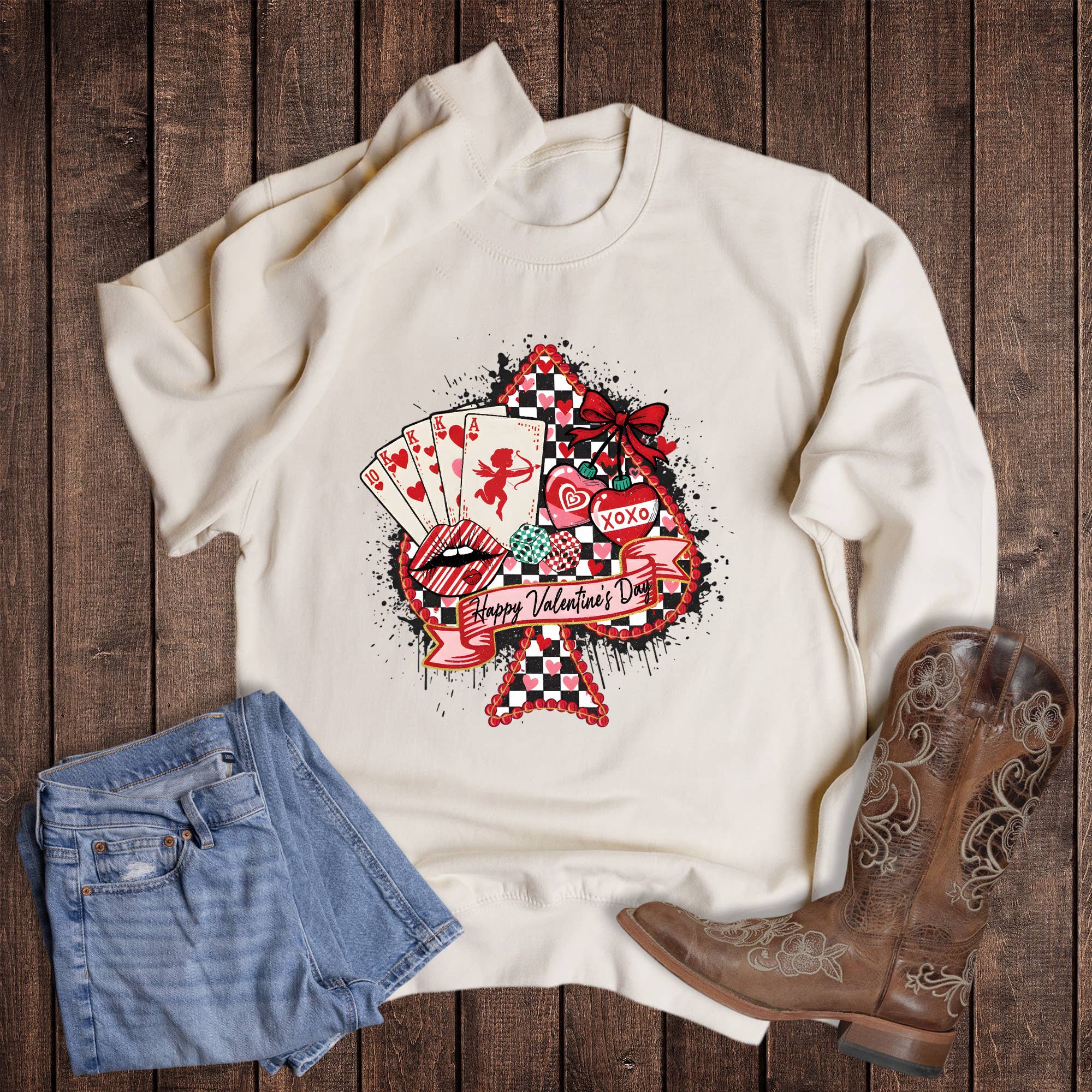 Valentine Western Playing Cards Spade Sweatshirt T-Shirts, Hoodie | PodTeesHub.com