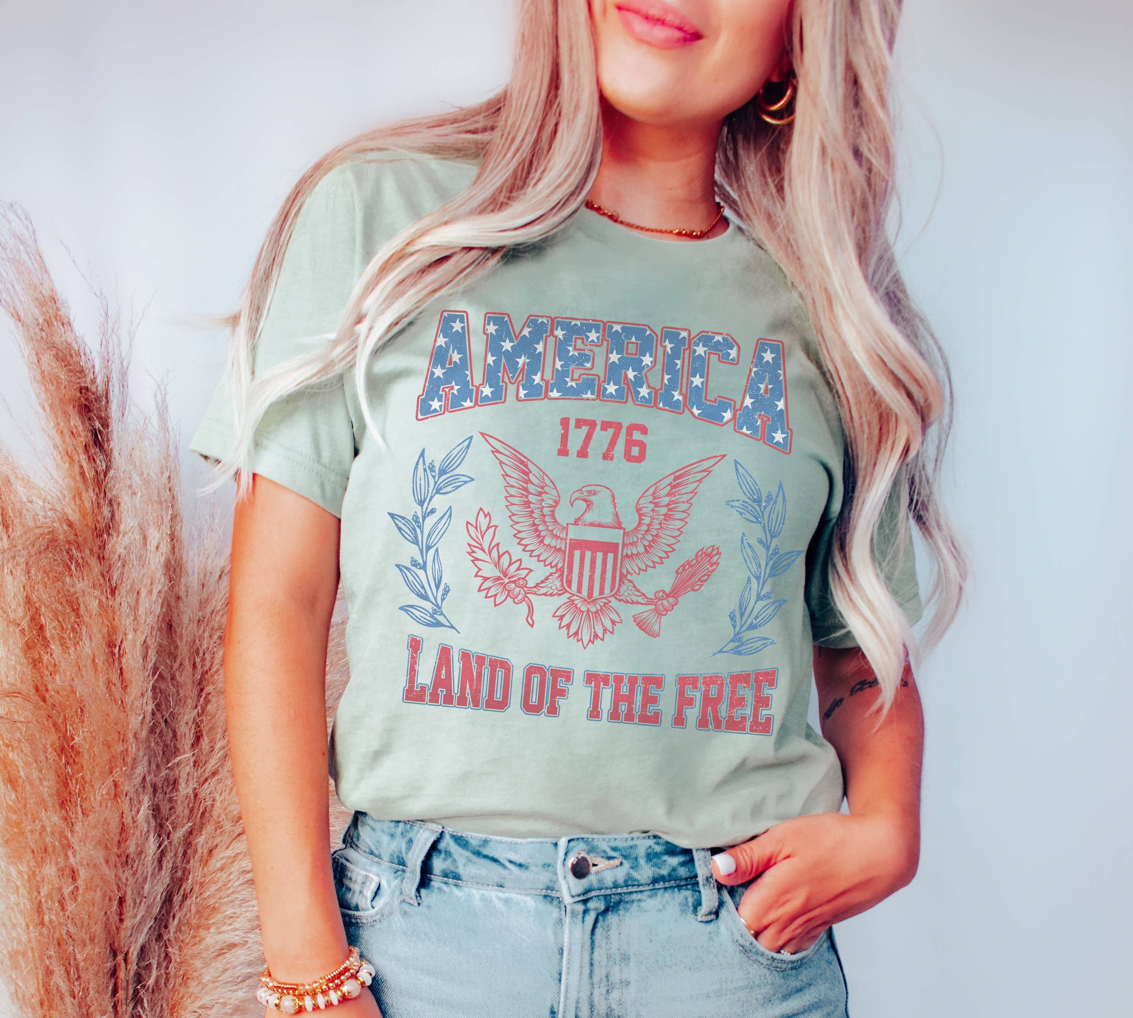 Land of the Free College Tee | Patriotic T Shirt | Usa Tee Hoodie, Sweatshirt | PodTeesHub.com