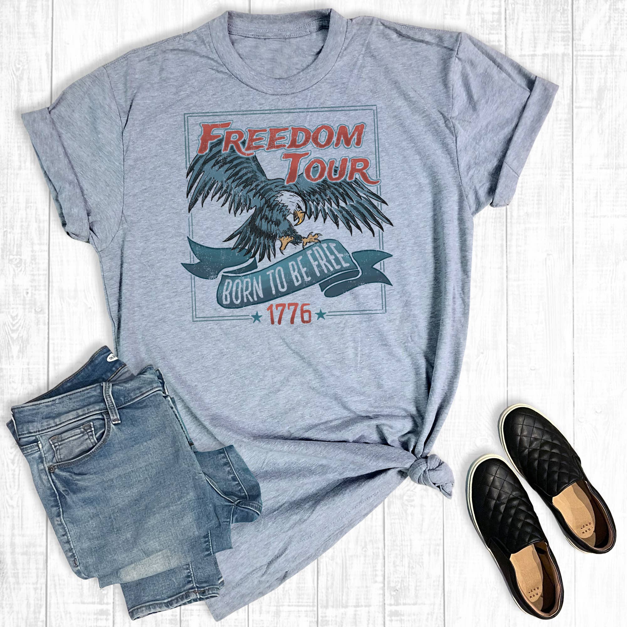 July 4th Freedom Tour Born To Be Free Graphic Tee Hoodie, Sweatshirt | PodTeesHub.com