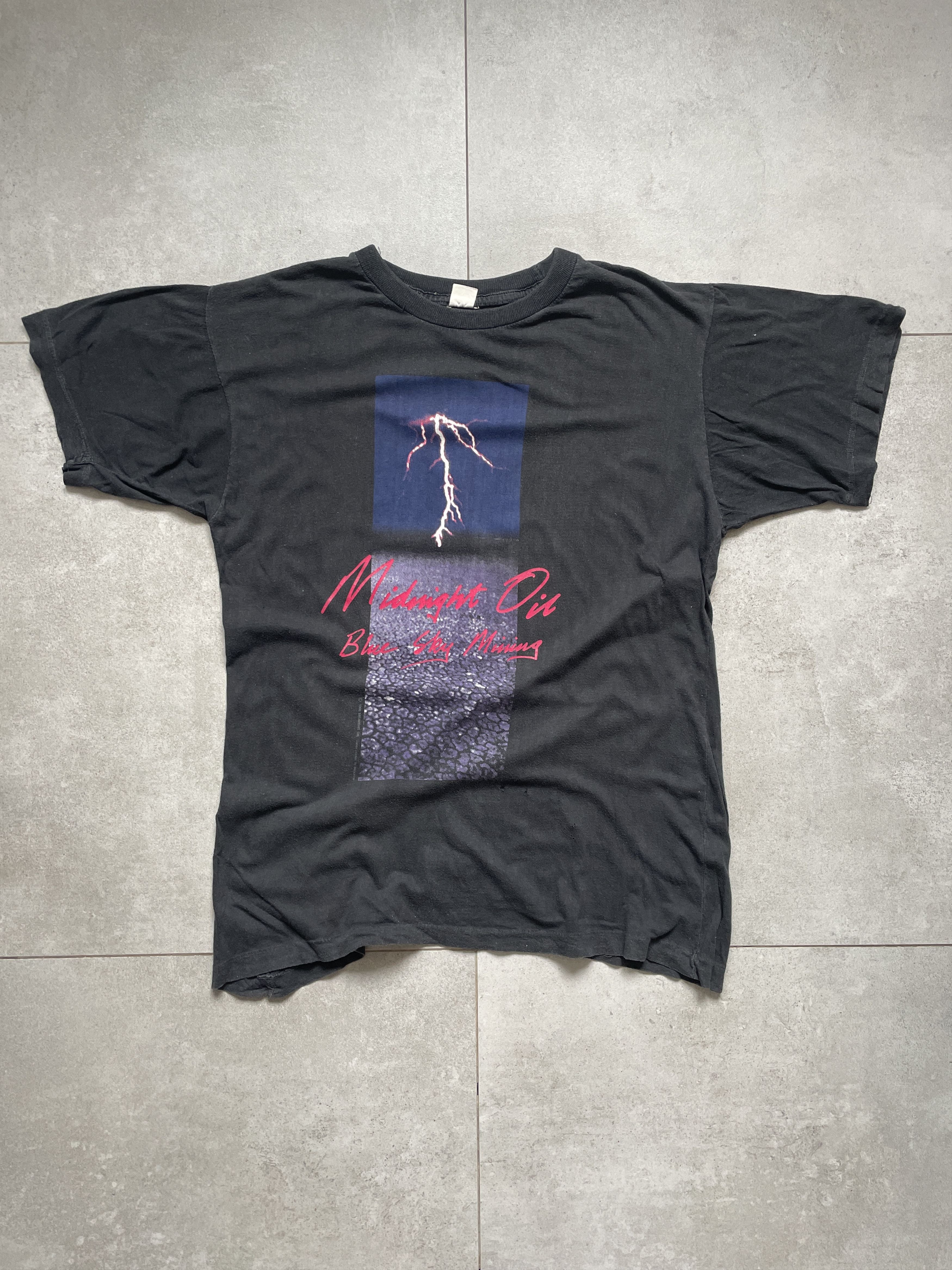 Band Tees Vintage 1990 Midnight Oil Blue Sky Mining Black Washed Tee Hoodie, Sweatshirt | PodTeesHub.com