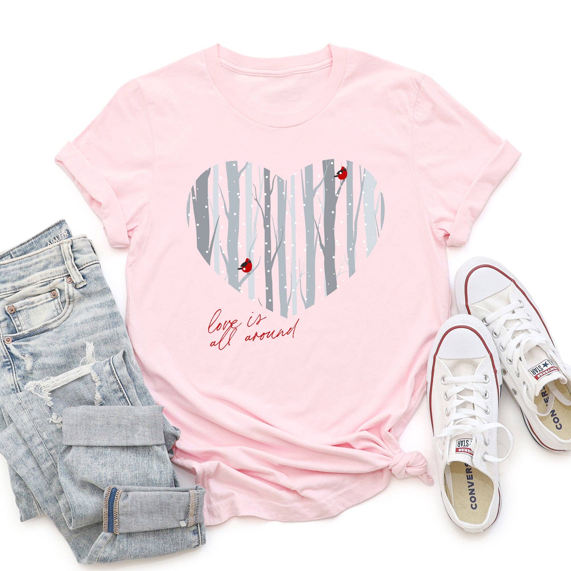 Super Soft Winter Forest Tshirt For Valentine's Day Hoodie, Sweatshirt | PodTeesHub.com