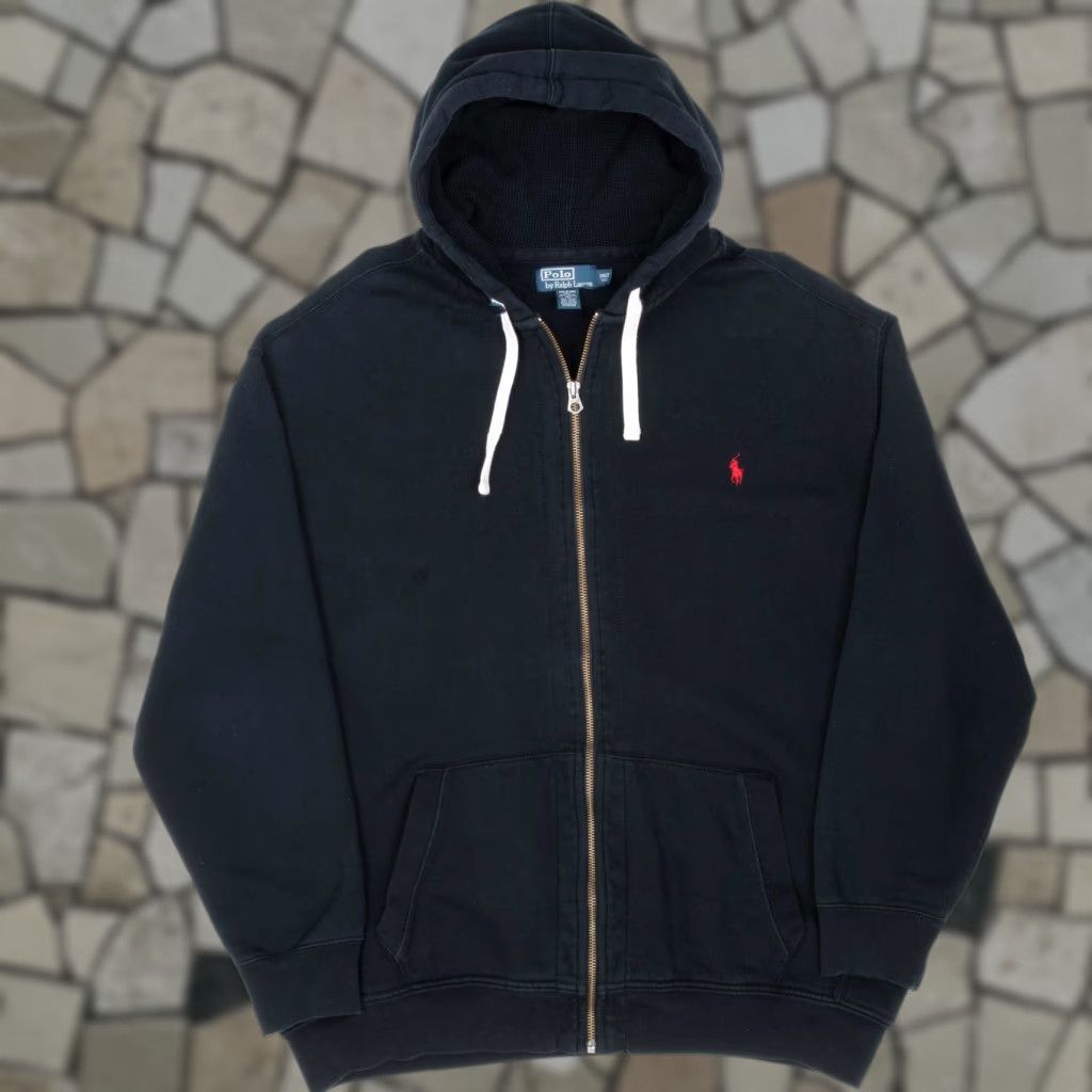 Vintage Ralph Lauren Full Zip Classic Black Hoodie Sweatshirt 1990s 3xl Tall Shirt Mens | PodTeesHub.com
