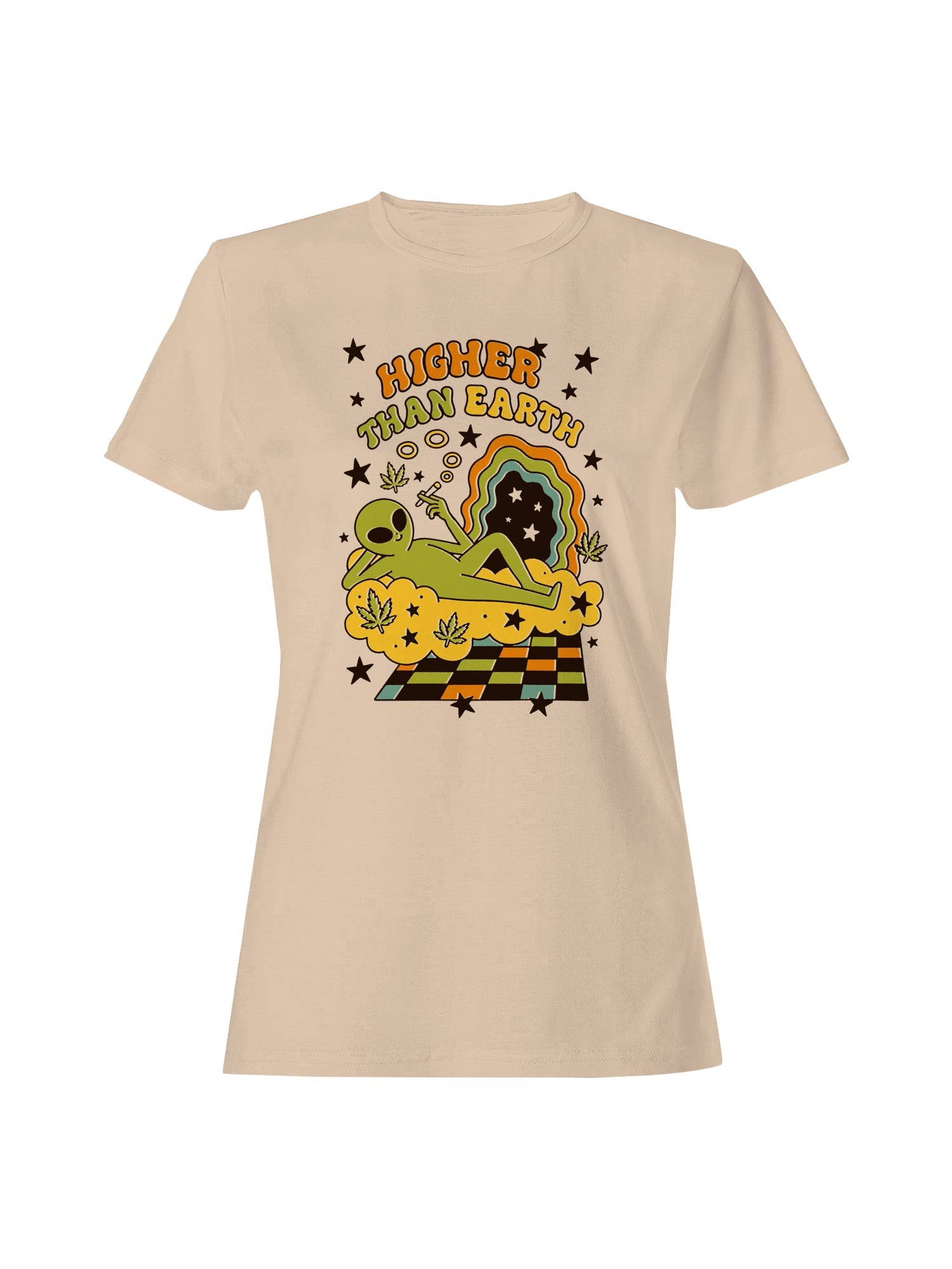 Cosmic Alien "Higher Than Earth" Art Women's T-Shirt Hoodie, Sweatshirt | PodTeesHub.com