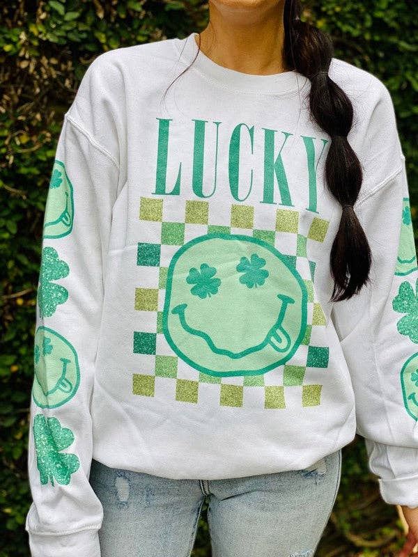 Lucky Drip Smile Sweatshirt with Sleeve Details T-Shirts, Hoodie | PodTeesHub.com