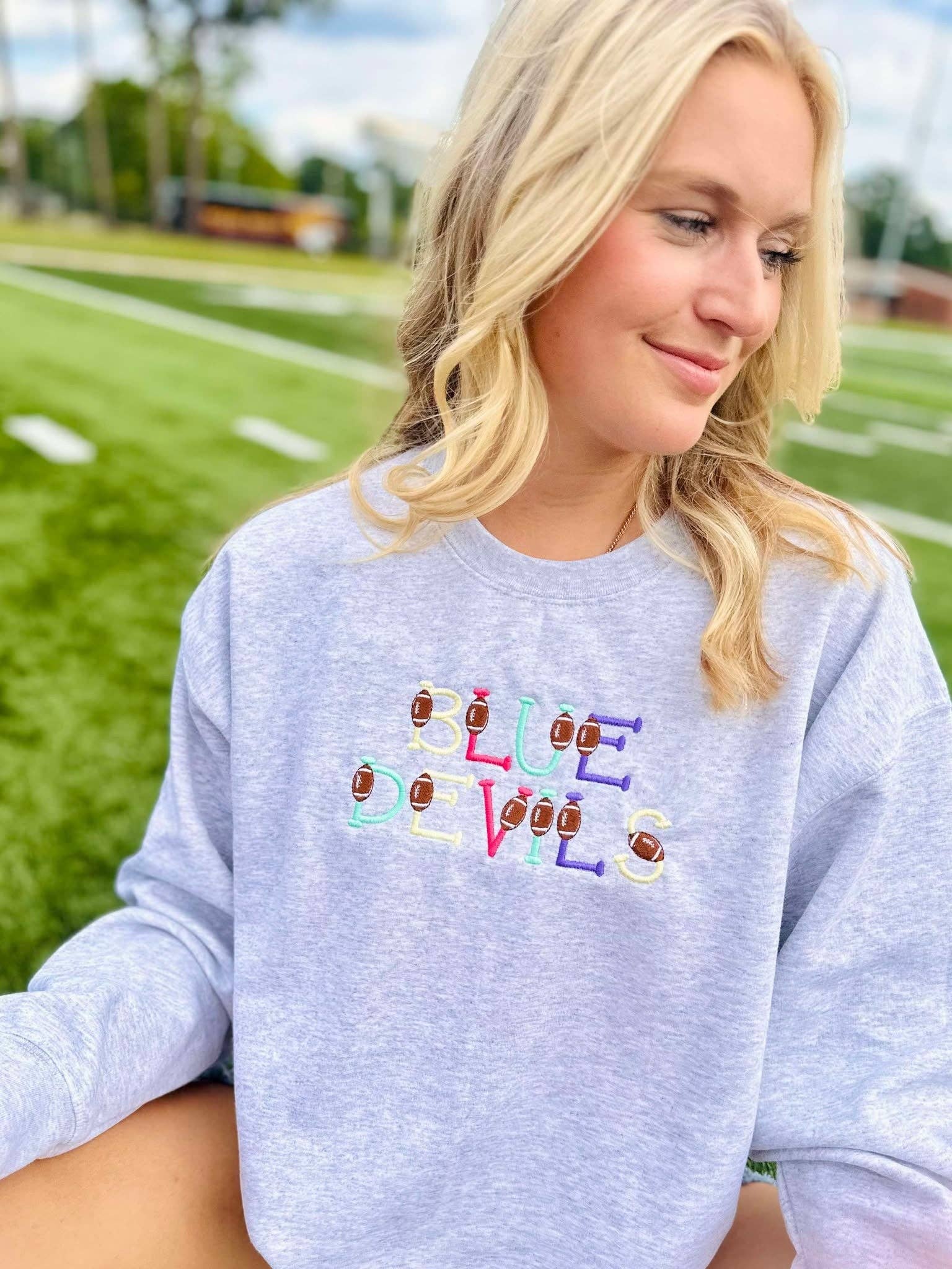 Custom Multi Color Football Embroidered Sweatshirt T-Shirts, Hoodie | PodTeesHub.com