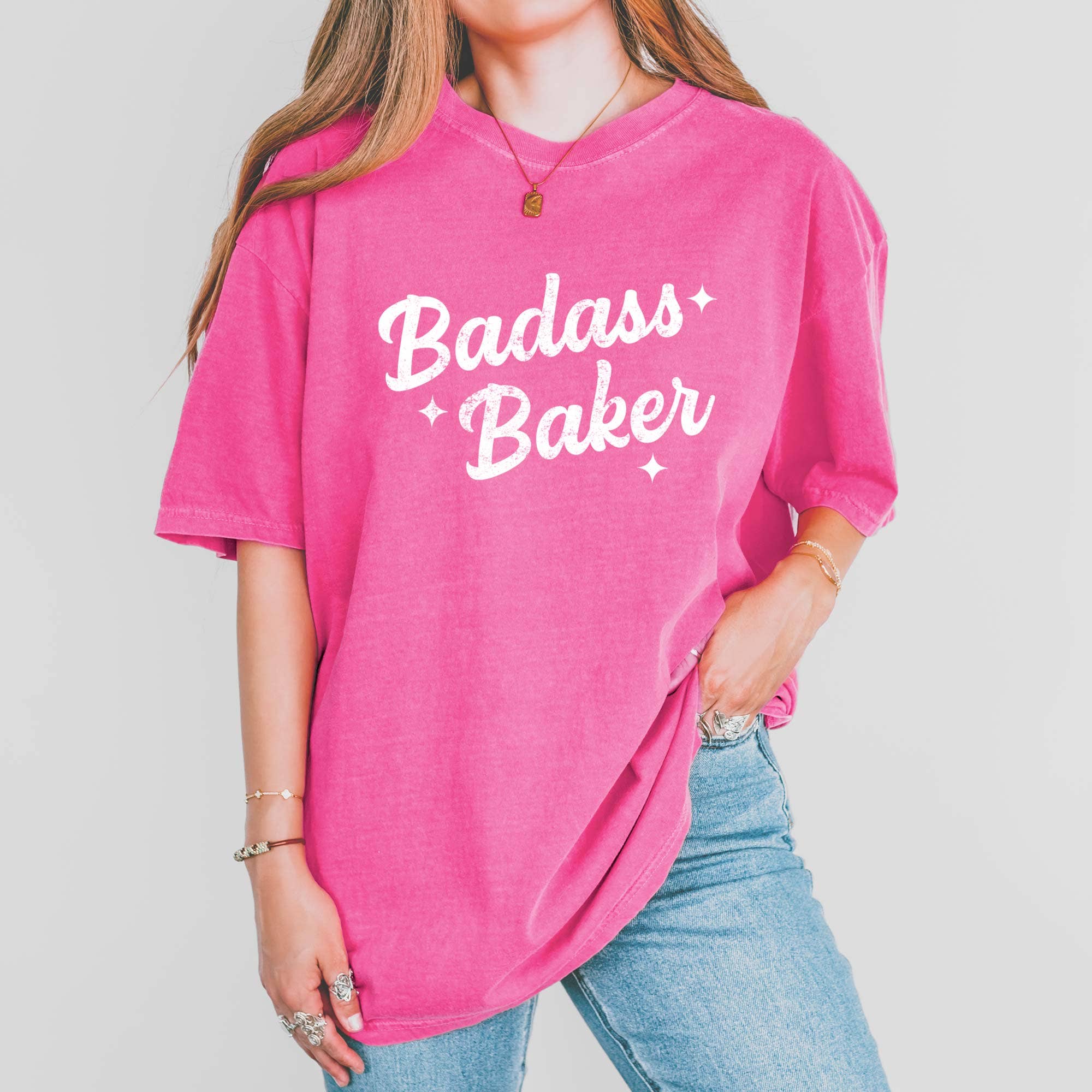 Retro Badass Baker Garment Dyed Comfort Colors Tee Hoodie, Sweatshirt | PodTeesHub.com