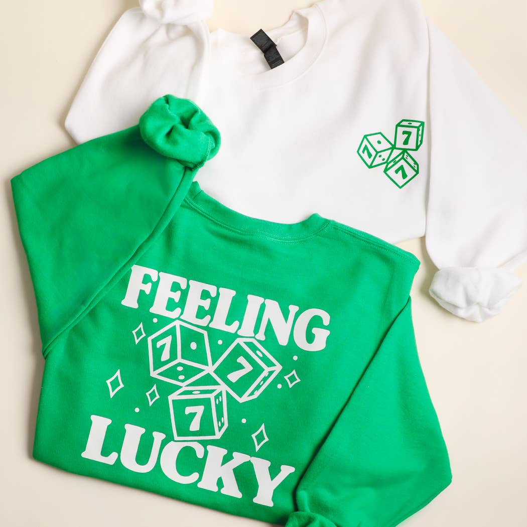 Feeling Lucky Dice Front & Back Print Heavyweight Sweatshirt T-Shirts, Hoodie | PodTeesHub.com