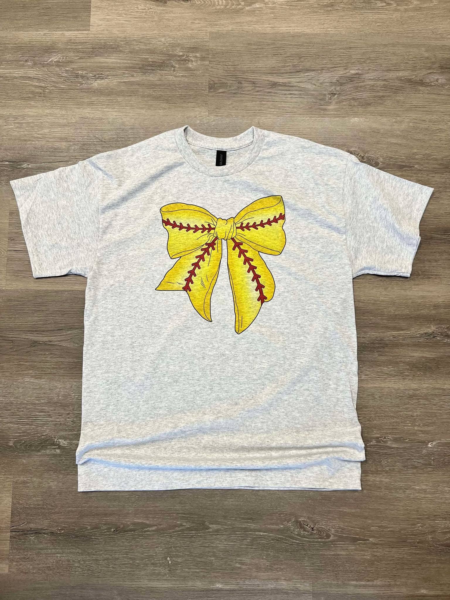 Softball Bow On Ash Tee Hoodie, Sweatshirt | PodTeesHub.com