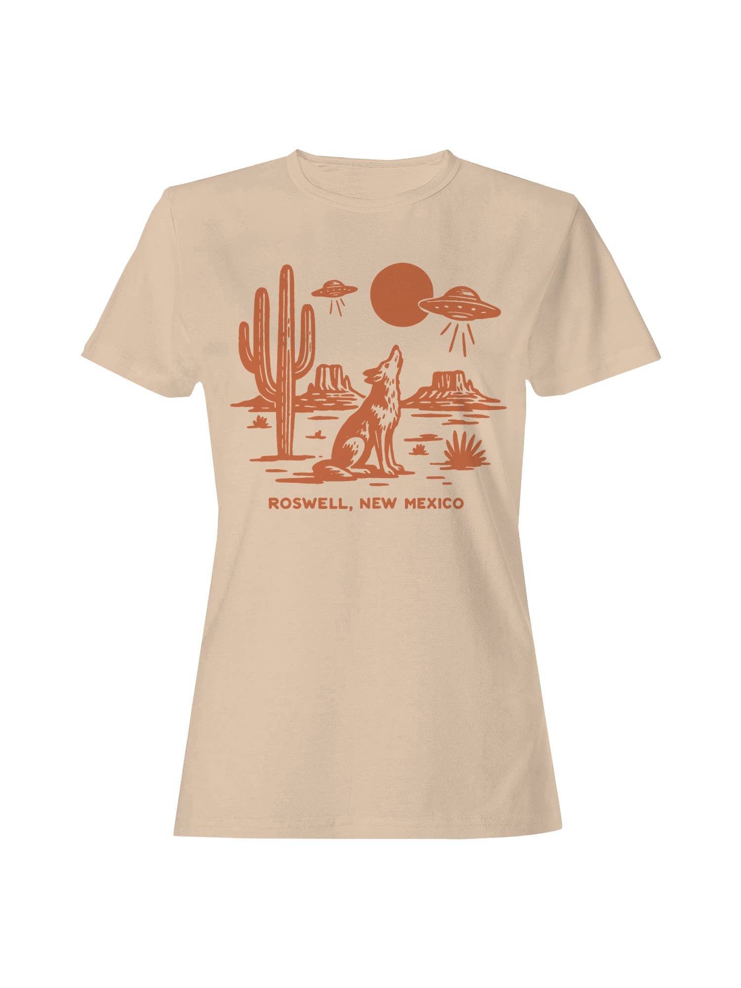 Roswell Desert Wolf and Ufo Scene Women's T-Shirt Hoodie, Sweatshirt | PodTeesHub.com