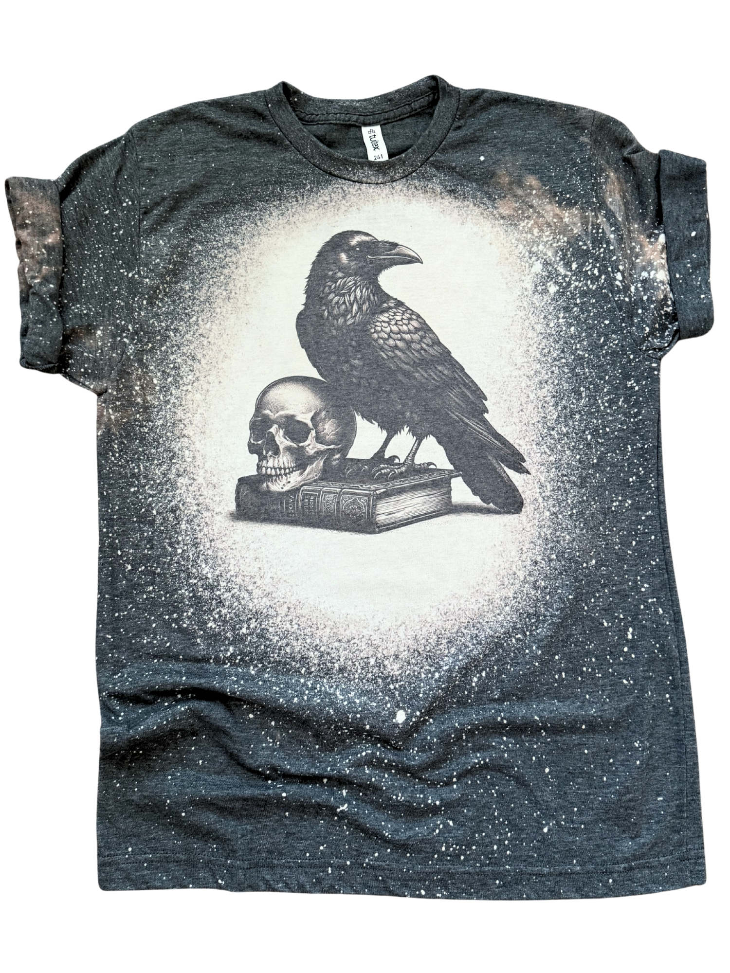 Raven + Skull + Book Gothic – Bleached Tee Hoodie, Sweatshirt | PodTeesHub.com