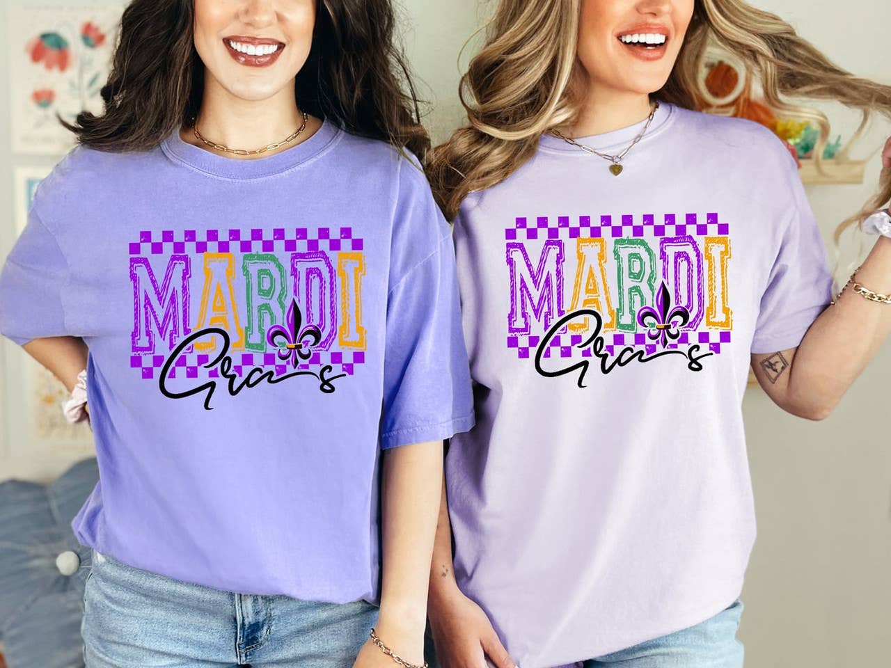 Checkered Mardi Gras Tee Hoodie, Sweatshirt | PodTeesHub.com