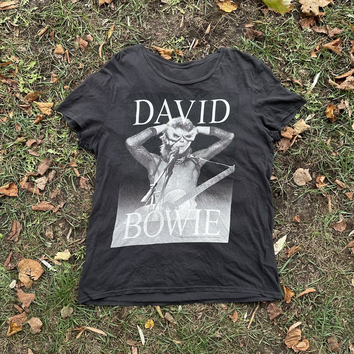 Vintage Y2k Black Tee Bowie Face Print Band Tour Rock Tee Hoodie, Sweatshirt | PodTeesHub.com