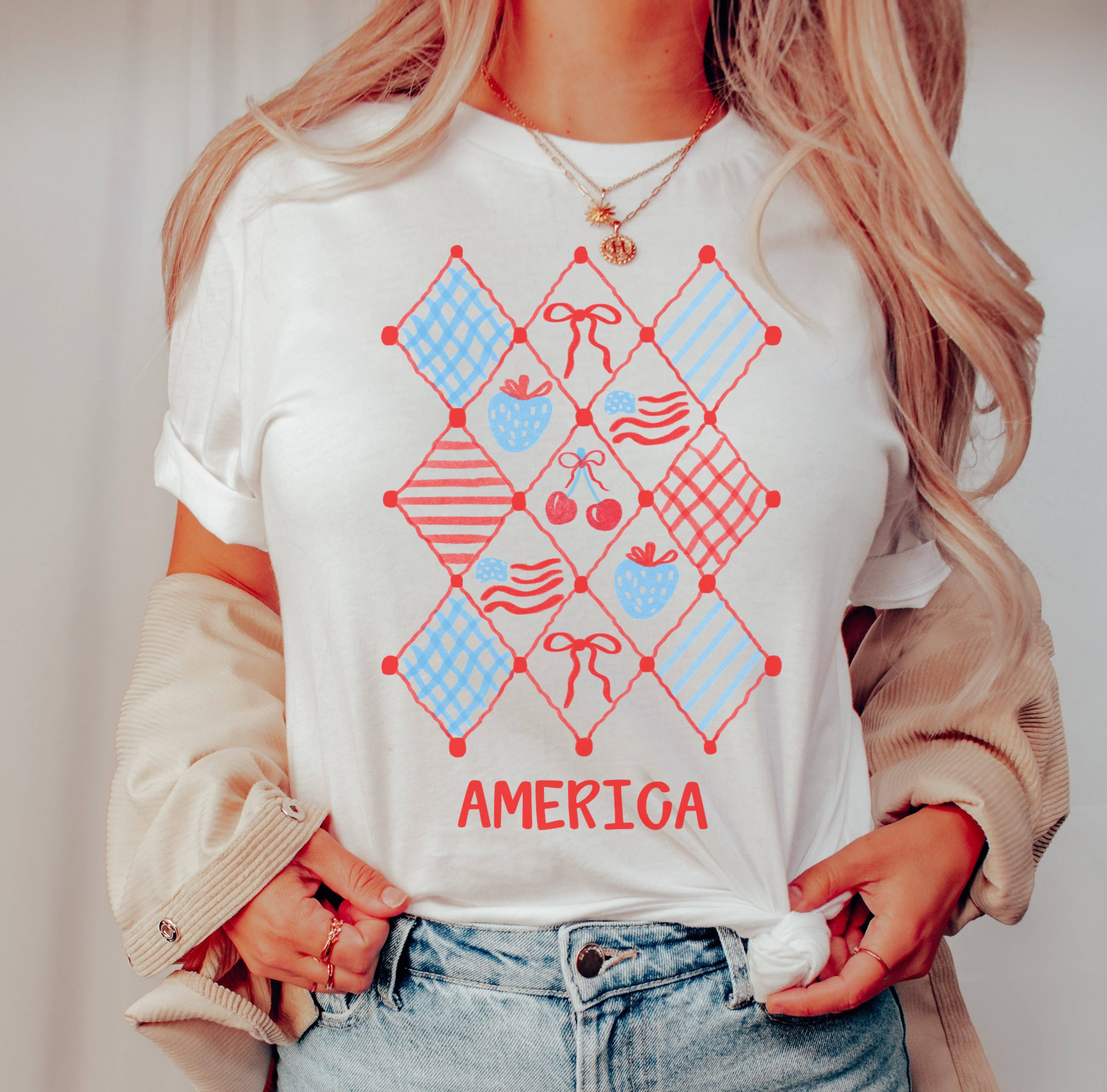 4th of July Cherry Tee | Patriotic T Shirt | Usa Tee Hoodie, Sweatshirt | PodTeesHub.com