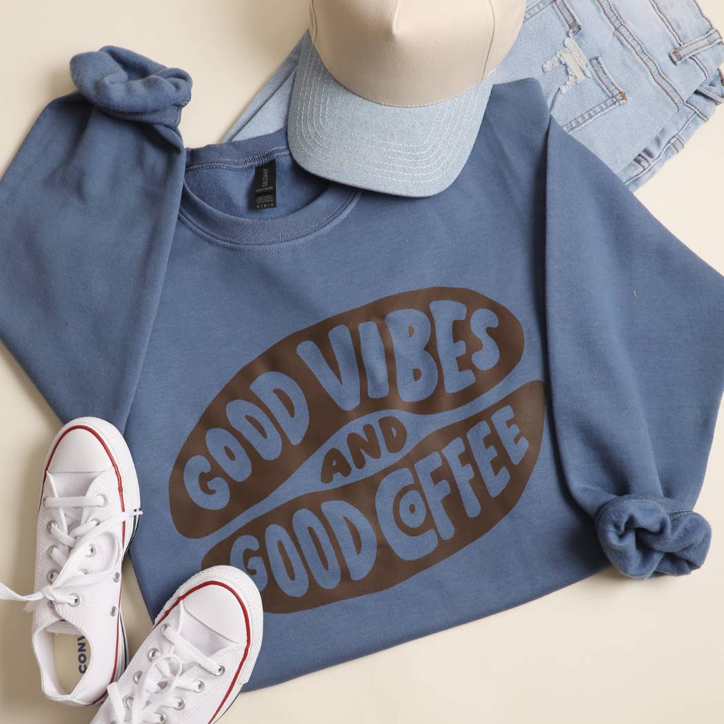 Good Vibes and Good Coffee Heavyweight Fleece Sweatshirt T-Shirts, Hoodie | PodTeesHub.com