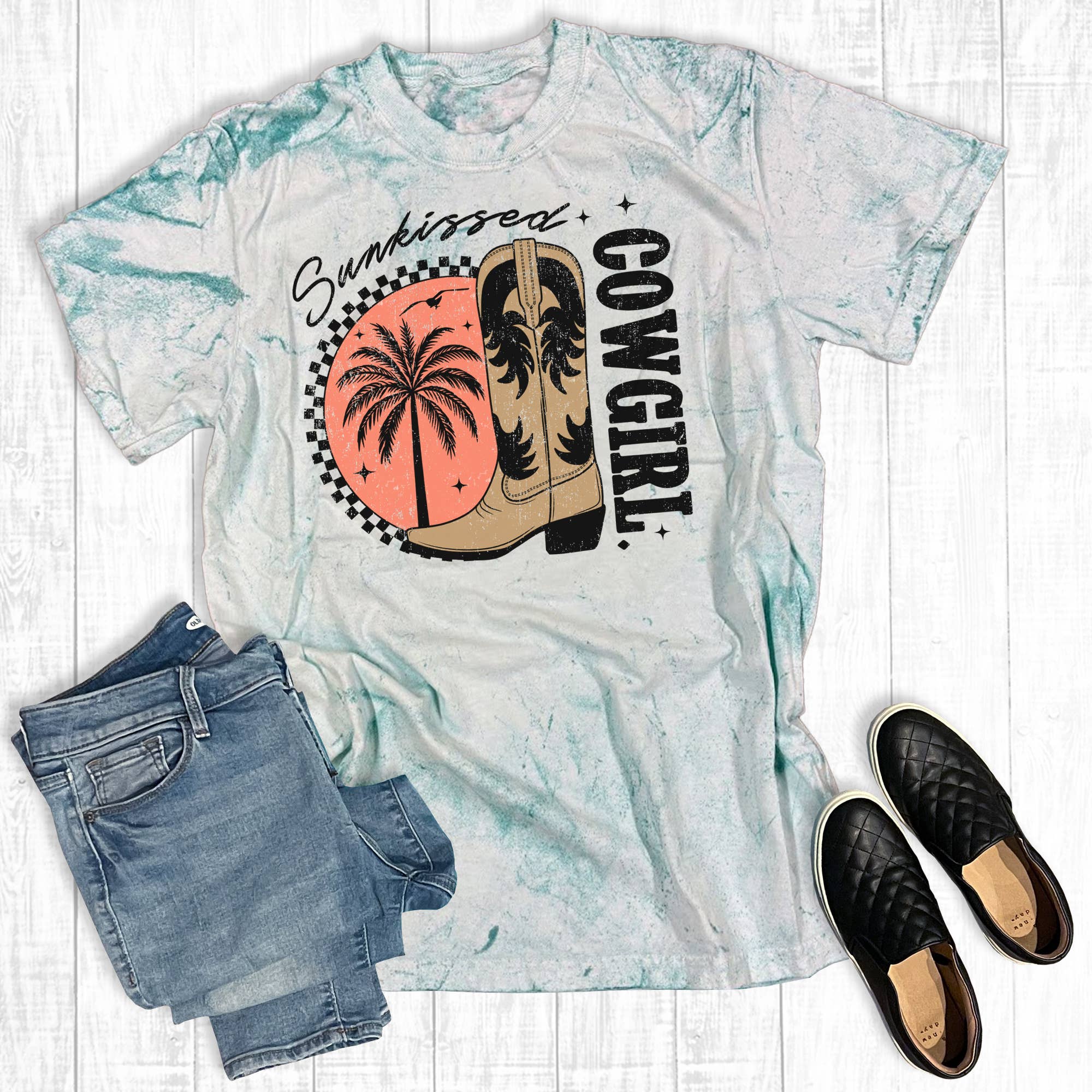 Western Sunkissed Cowgirl Comfort Colors Graphic Tee Hoodie, Sweatshirt | PodTeesHub.com