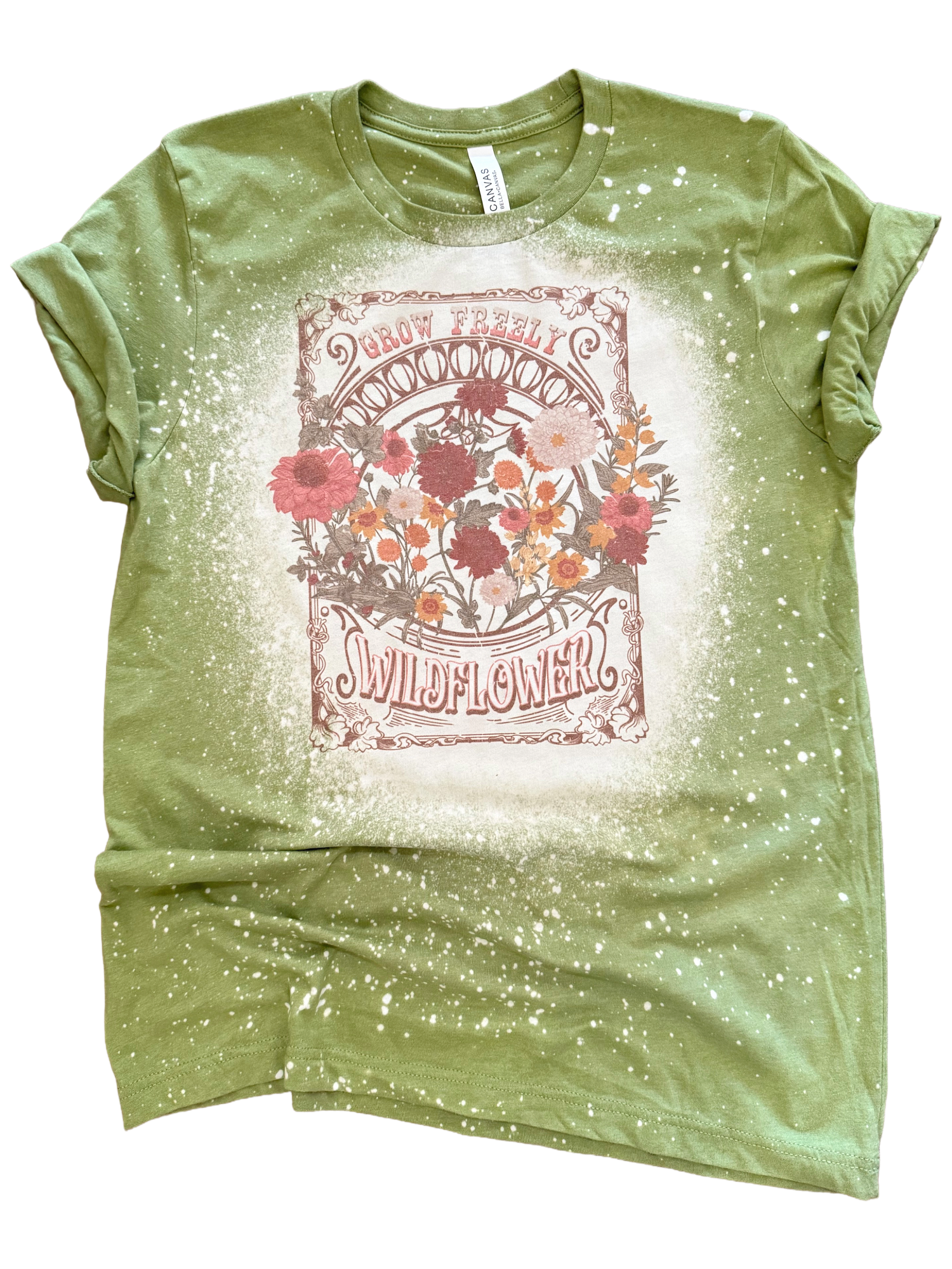 Grow Freely Wildflower Bleached Tee Hoodie, Sweatshirt | PodTeesHub.com