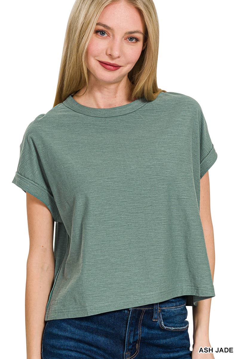 ..SI-27619 Cotton Slub Round Neck Short Sleeve Tee Hoodie, Sweatshirt | PodTeesHub.com