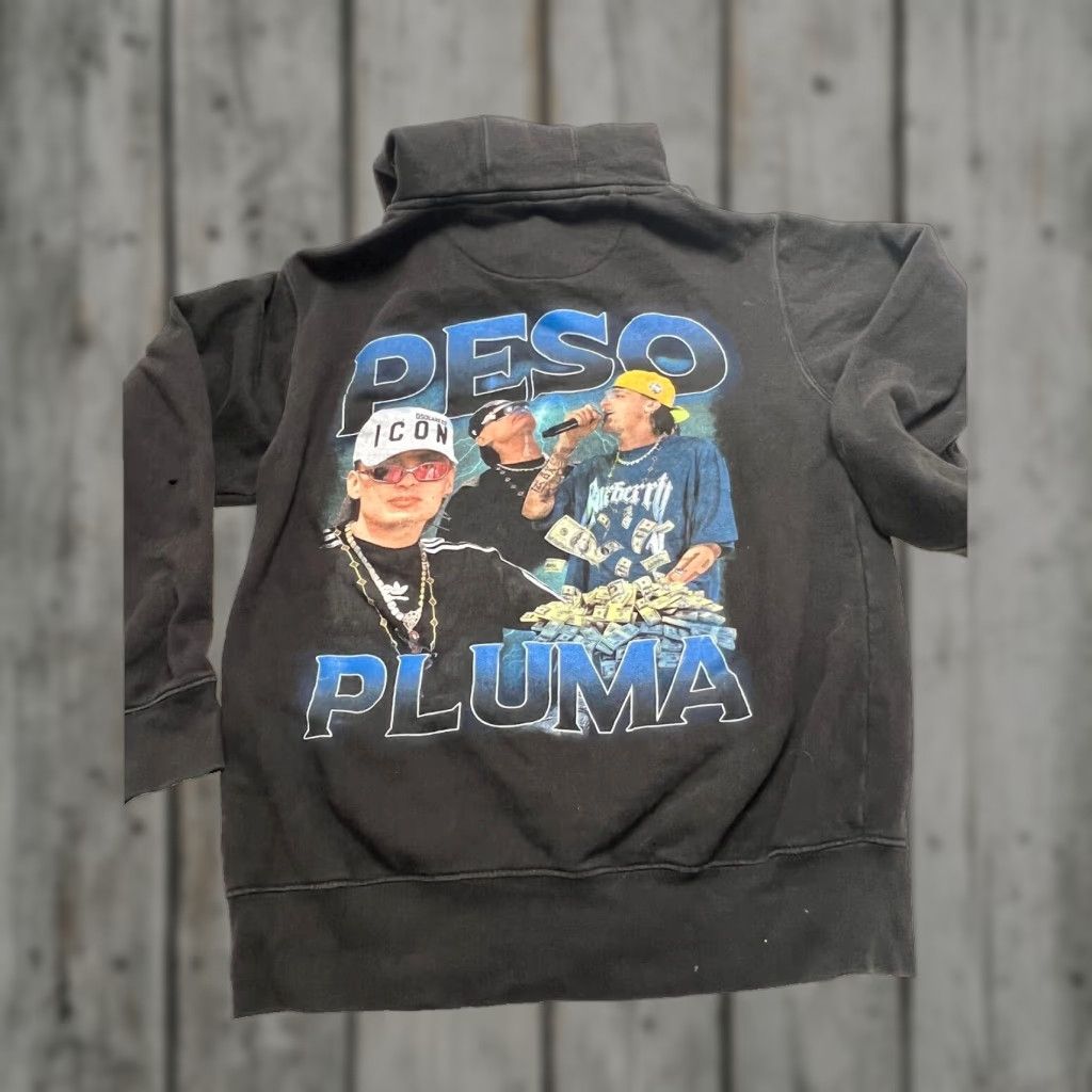 Vintage Rare Peso Pluma Hoodie Small Black Double Sided Official Concert Merch T-Shirts, Sweatshirt | PodTeesHub.com