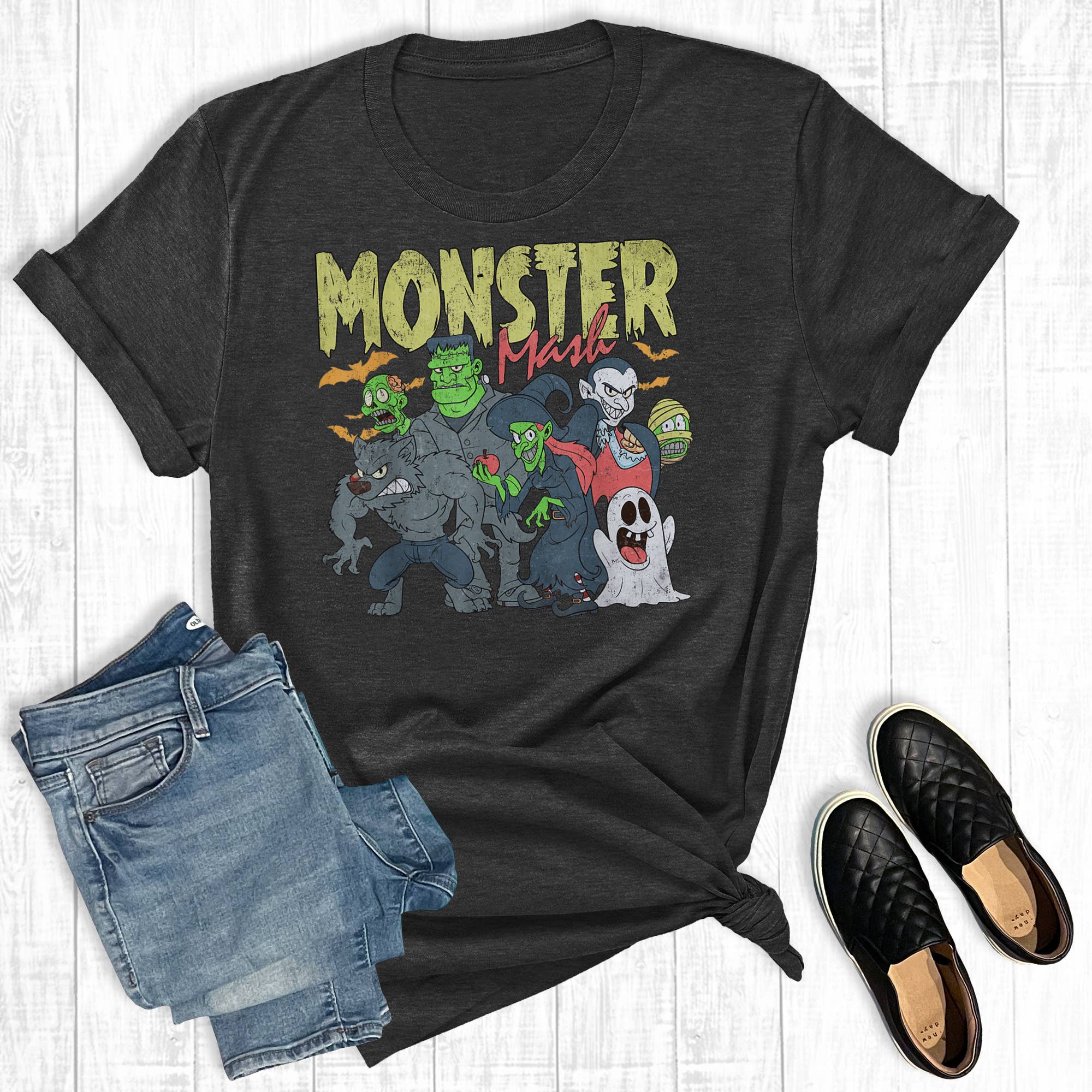 Retro Halloween Monster Mash Graphic Tee Hoodie, Sweatshirt | PodTeesHub.com