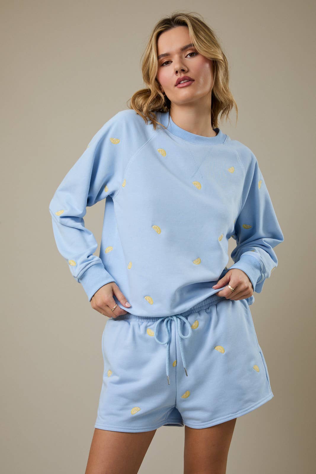 Crew Neck Long Sleeve Lemon Embo Sweatshirt T-Shirts, Hoodie | PodTeesHub.com