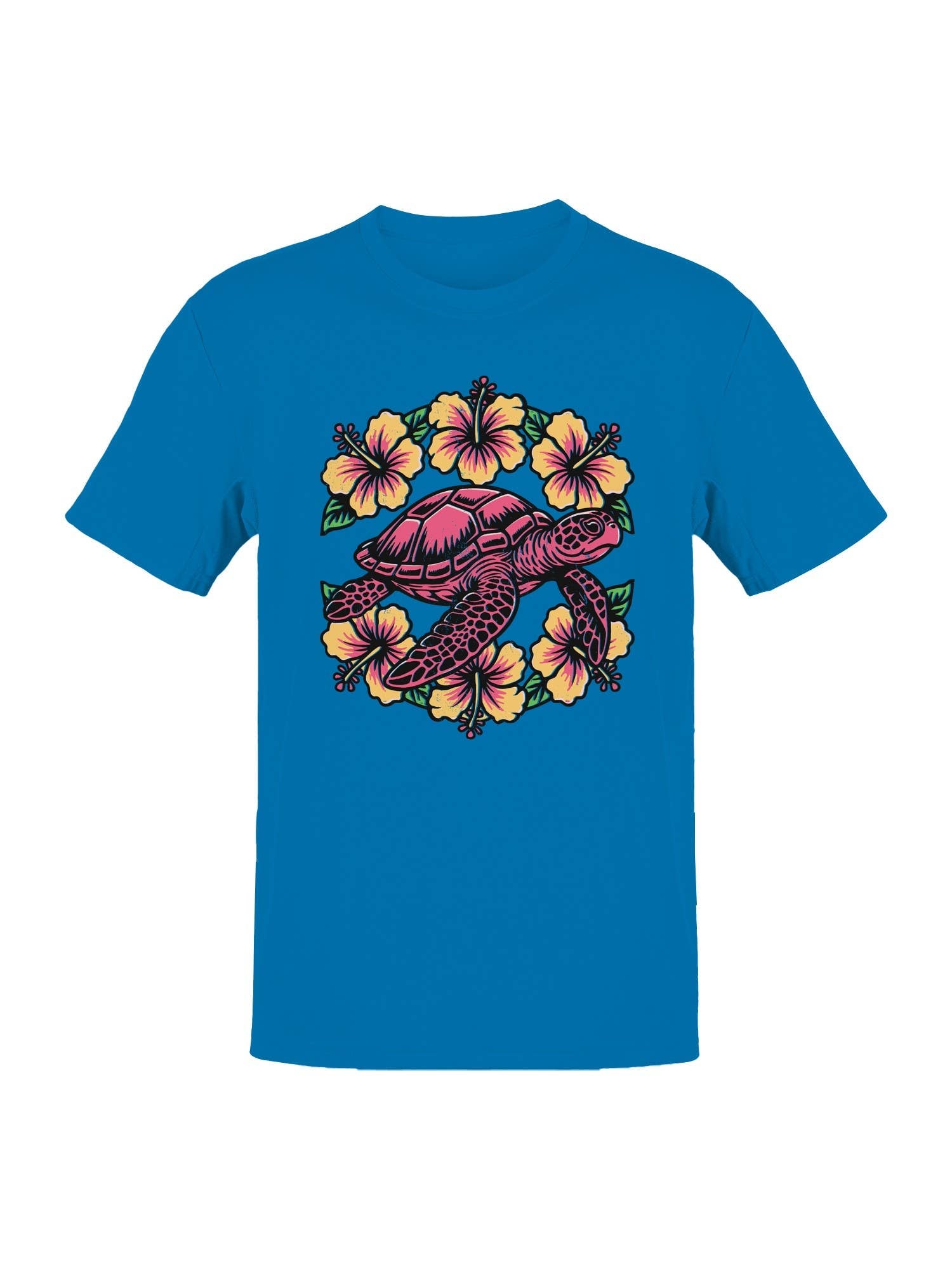Tropical Turtle and Hibiscus Art Men's T-Shirt Hoodie, Sweatshirt | PodTeesHub.com