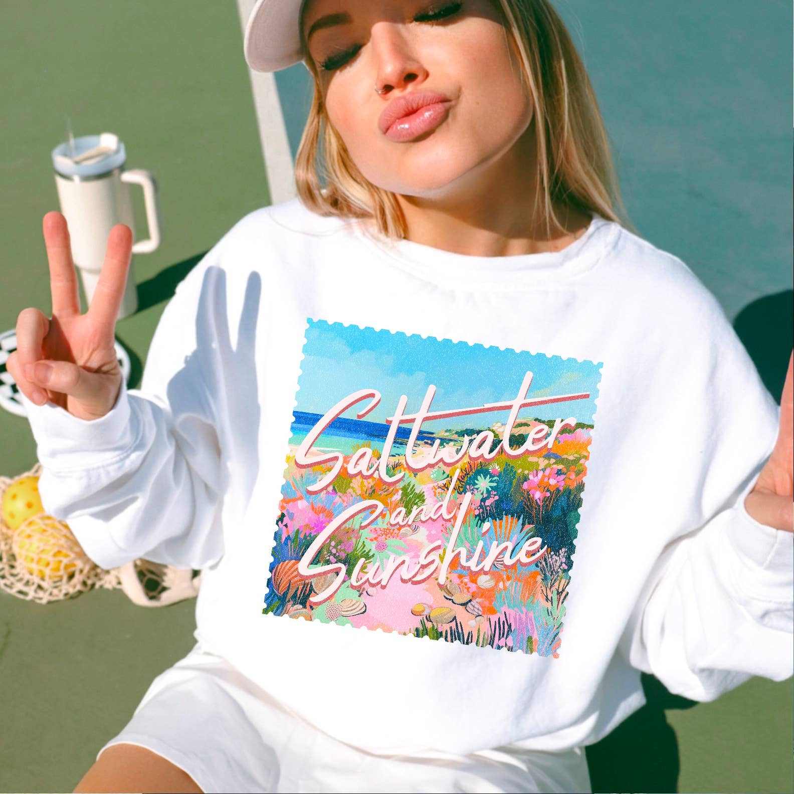Saltwater and Sunshine  | Summer 2025 Graphic Sweatshirt T-Shirts, Hoodie | PodTeesHub.com