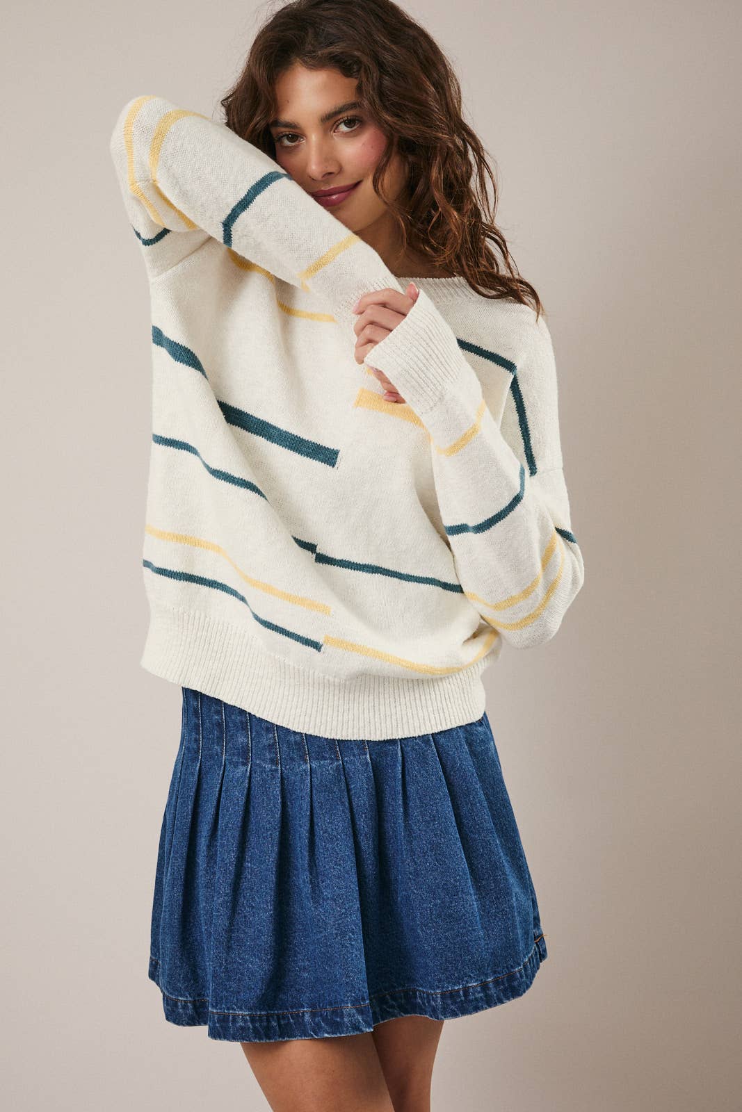 V-Neck Long Sleeve Stripe Sweater T-Shirts, Hoodie, Sweatshirt | PodTeesHub.com