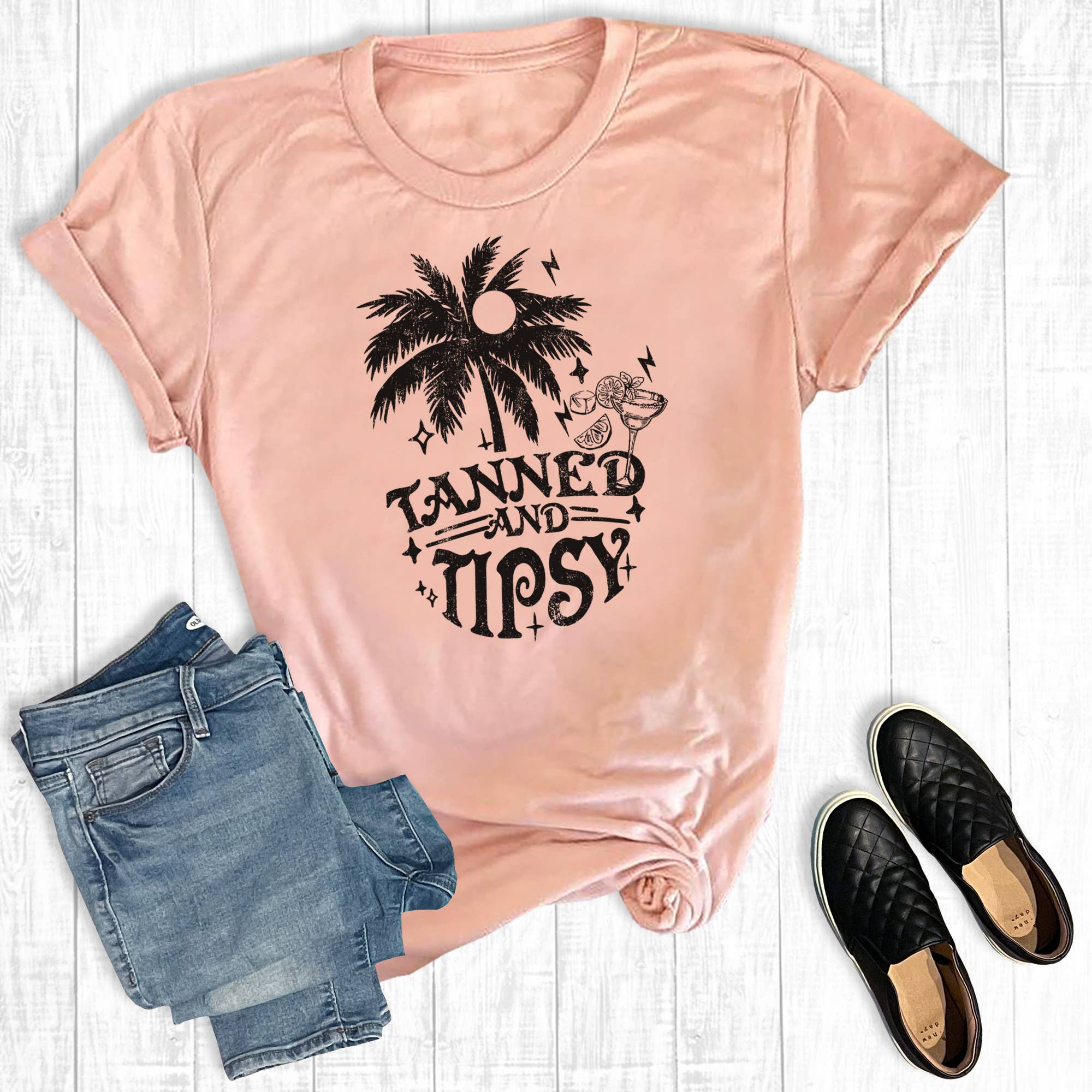 Retro Funny Tanned and Tipsy Graphic Tee Hoodie, Sweatshirt | PodTeesHub.com