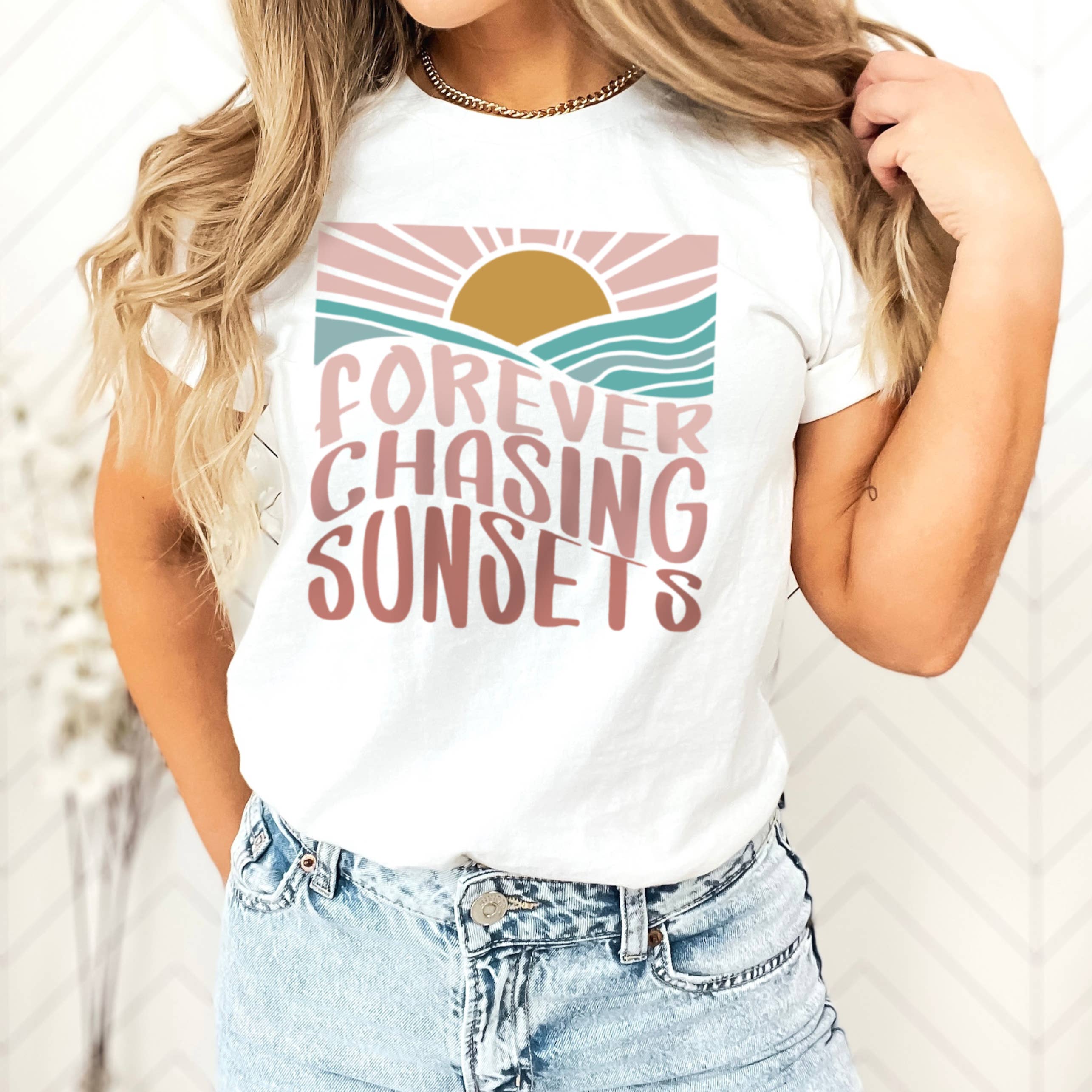 Forever Chasing Sunsets Tee | Summer | Sunsets | XS-2XL Hoodie, Sweatshirt | PodTeesHub.com