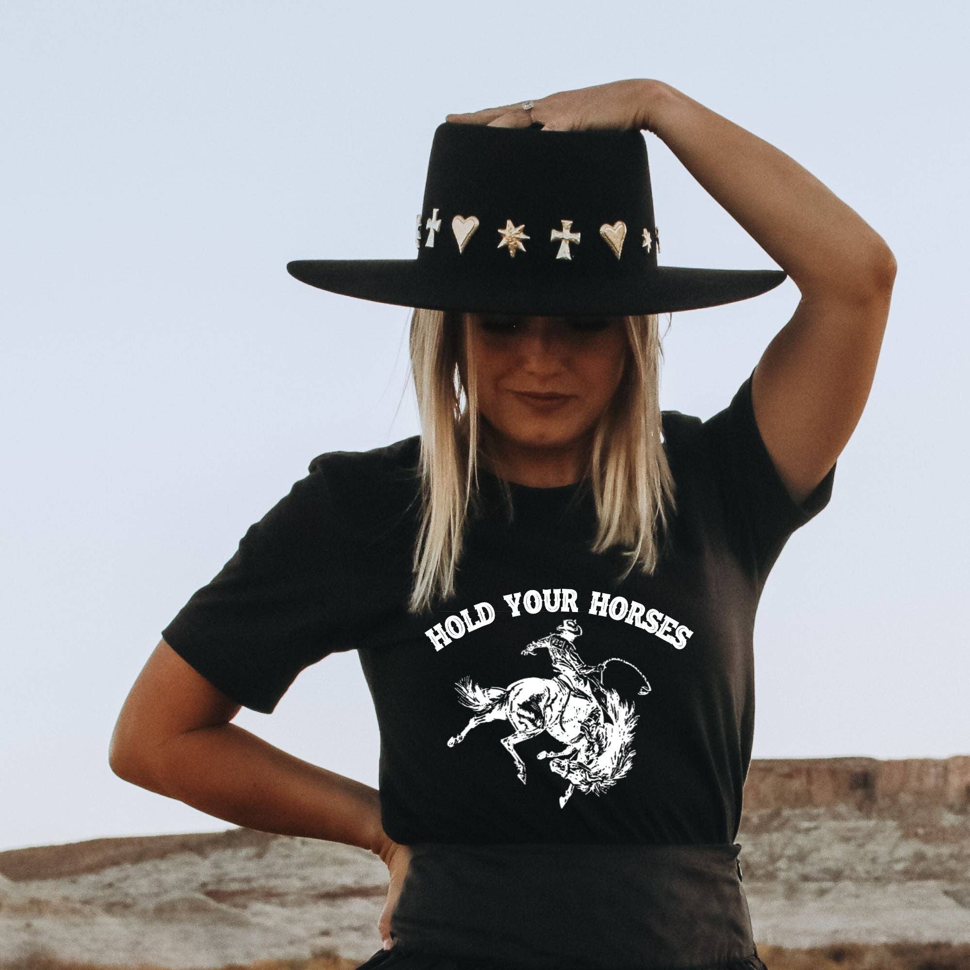 Hold Your Horses Rodeo Funny Graphic Tee *Unisex Fit*168 Hoodie, Sweatshirt | PodTeesHub.com