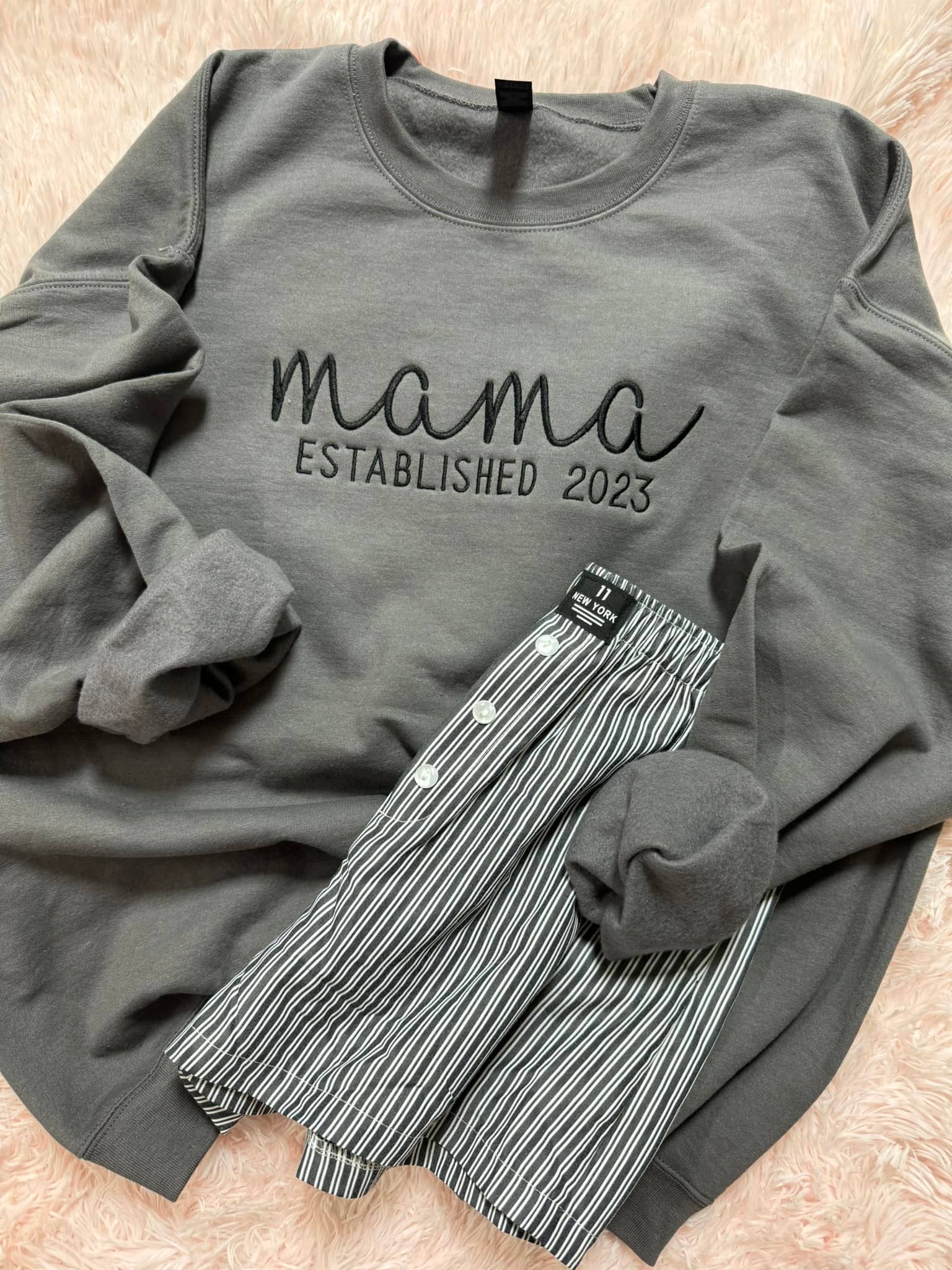 Mama Established Embroidered Sweatshirt T-Shirts, Hoodie | PodTeesHub.com