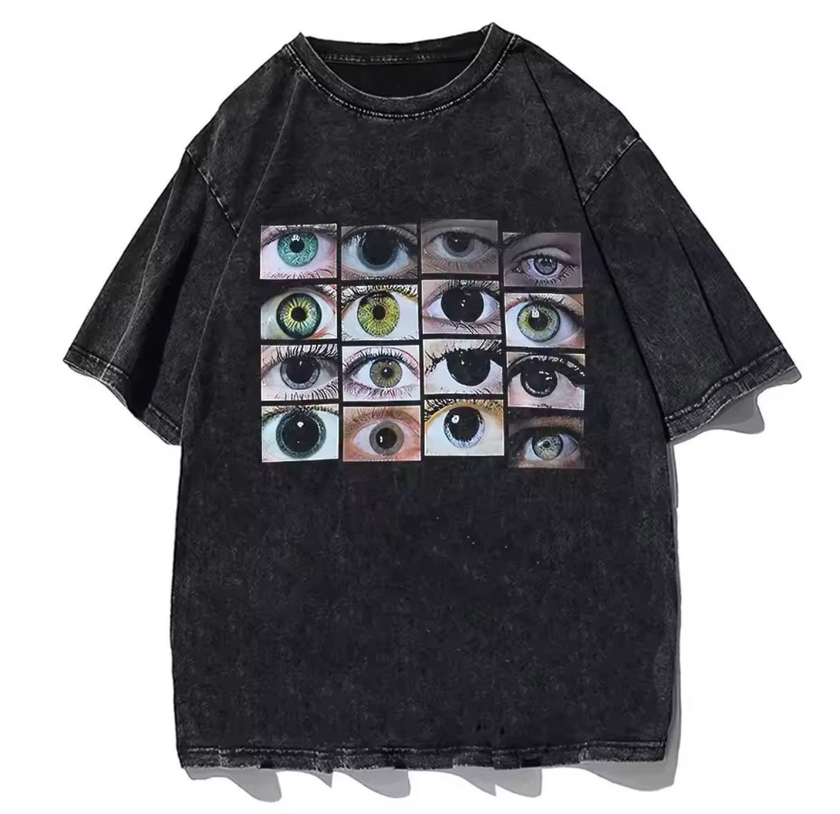 Japanese Brand Y2k Vintage Gothic World Eyes Print Washed T Shirt Hoodie, Sweatshirt | PodTeesHub.com
