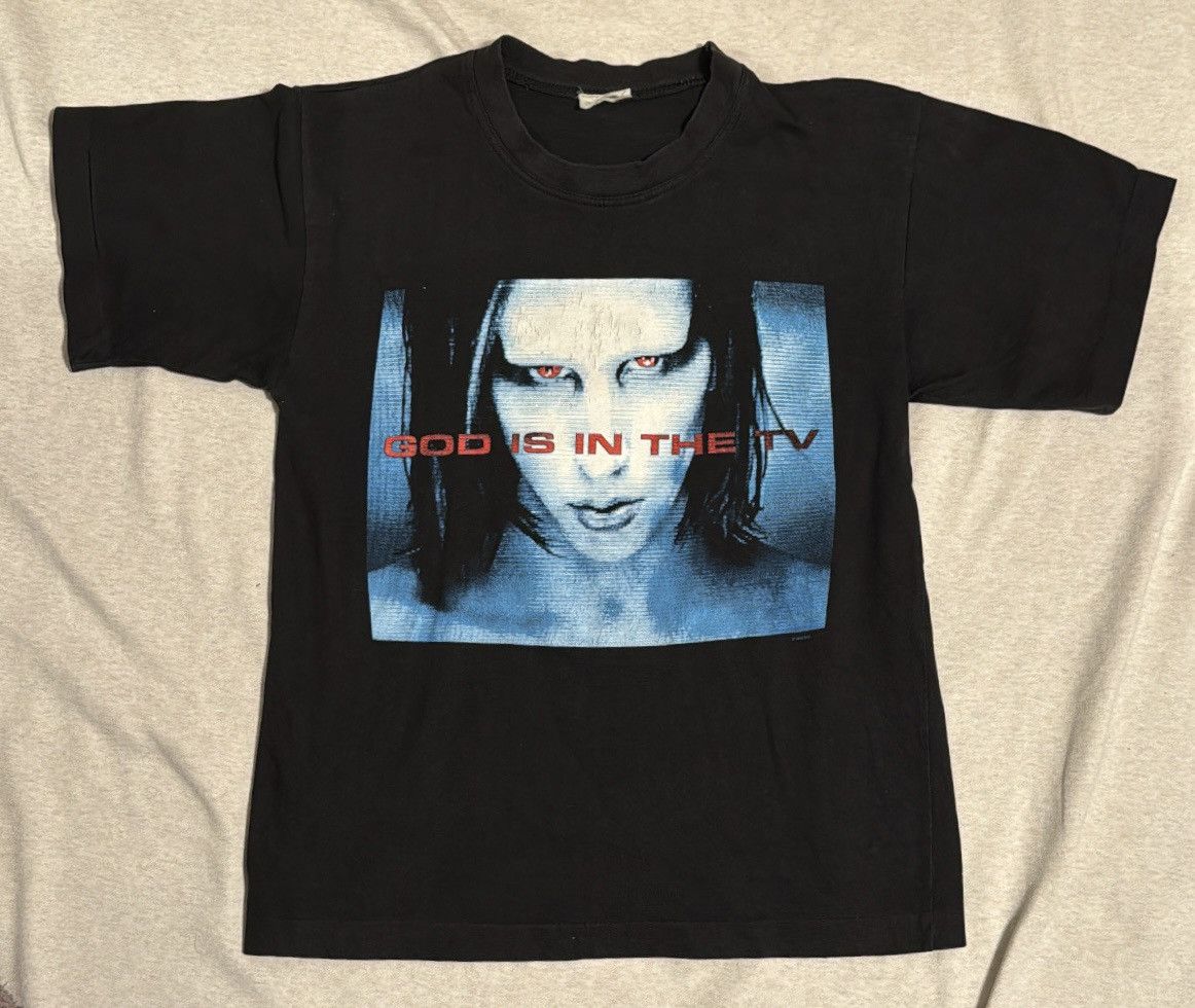 Marilyn Manson Vintage 1998 Marilyn Manson Gods In The Tv T Shirt Hoodie, Sweatshirt | PodTeesHub.com