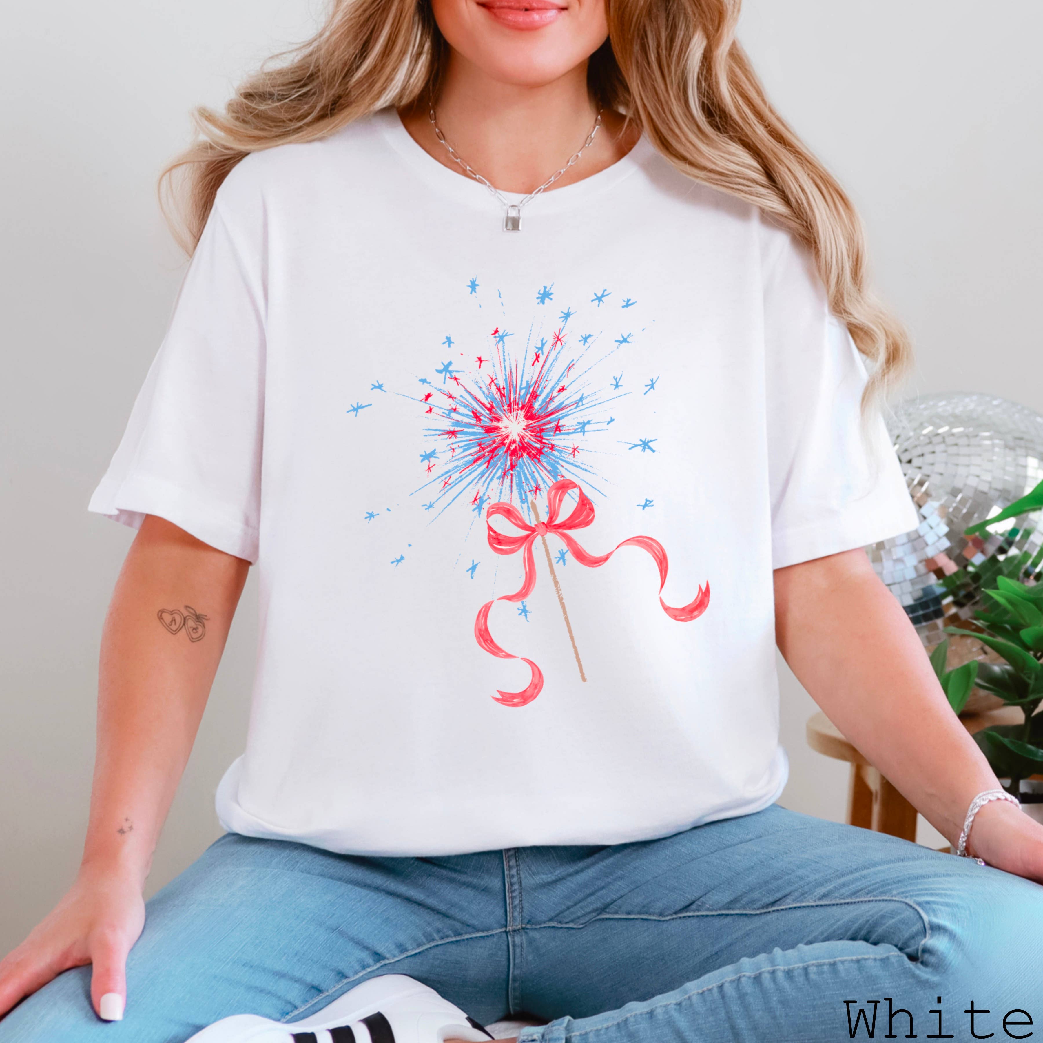 July 4th Graphic Tee | Coquette Sparkler  | Bella Canvas Hoodie, Sweatshirt | PodTeesHub.com