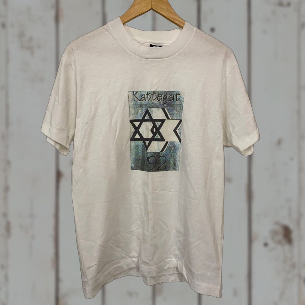 Vintage Screen Stars T Shirt Mens White Star Of David Kattegat Large L 27 20 Pit To Pit Sing Hoodie, Sweatshirt