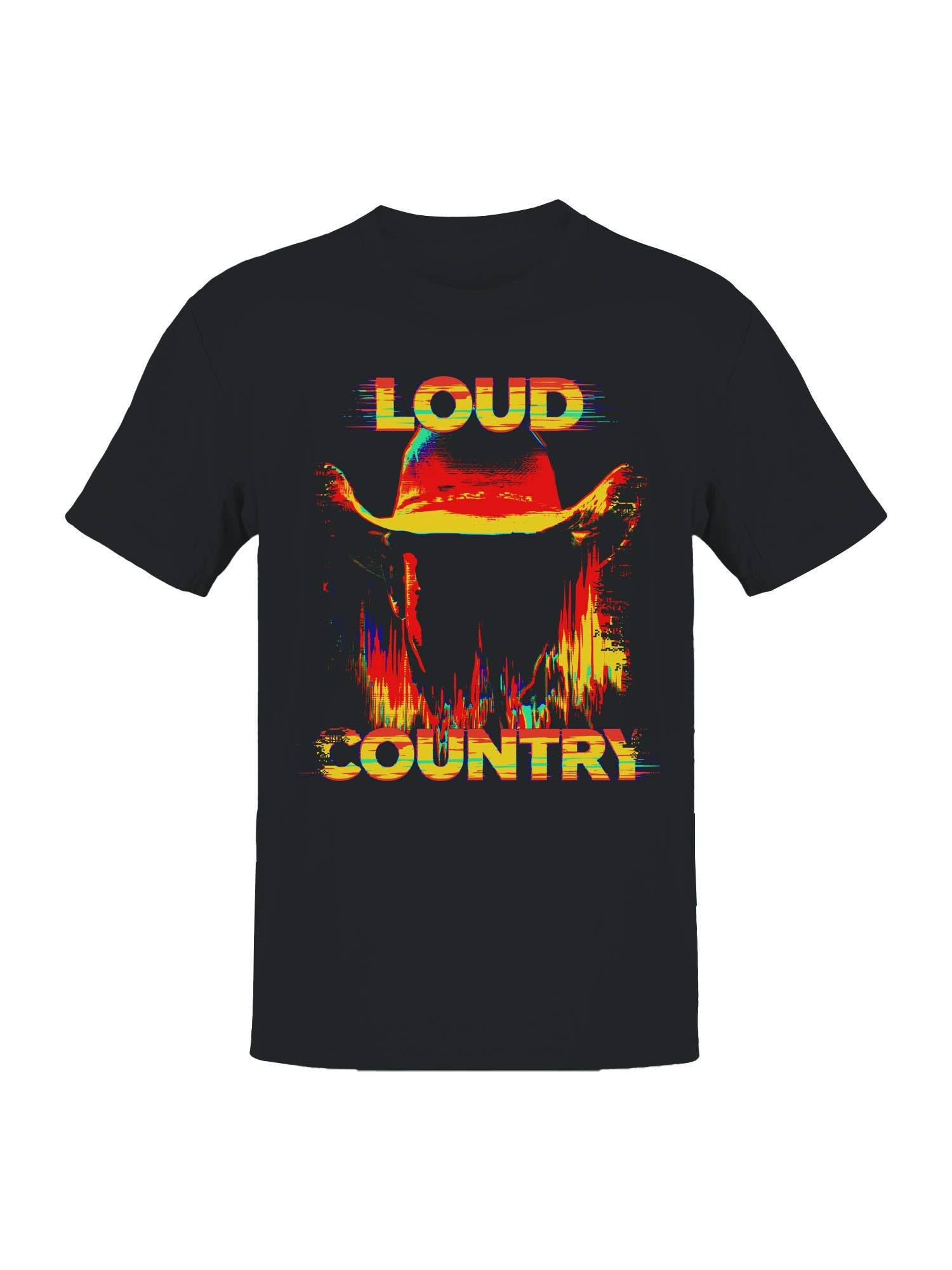 Loud Country Cowboy Glitch Art Men's T-Shirt Hoodie, Sweatshirt | PodTeesHub.com