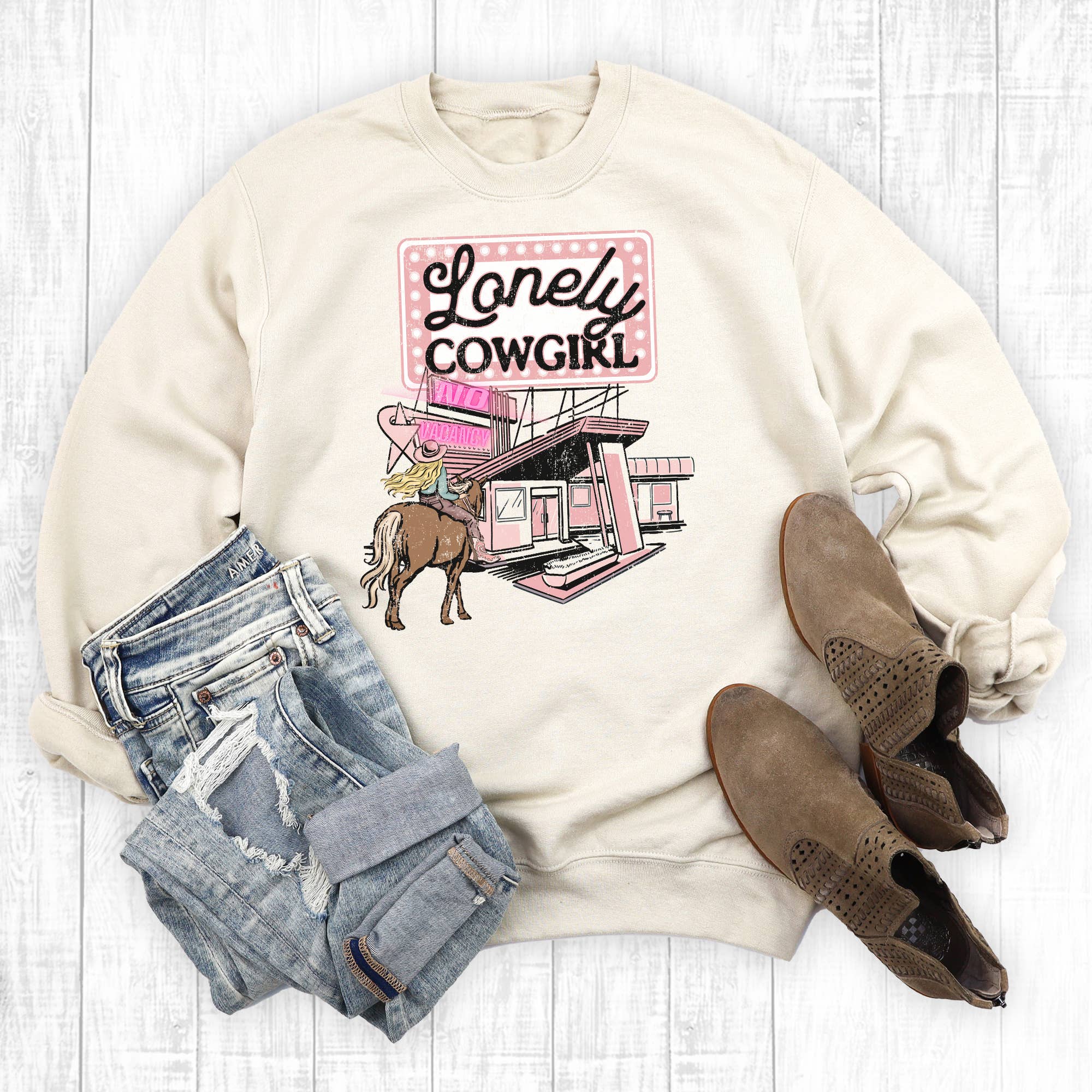 Western Lonely Cowgirl Sweatshirt T-Shirts, Hoodie | PodTeesHub.com