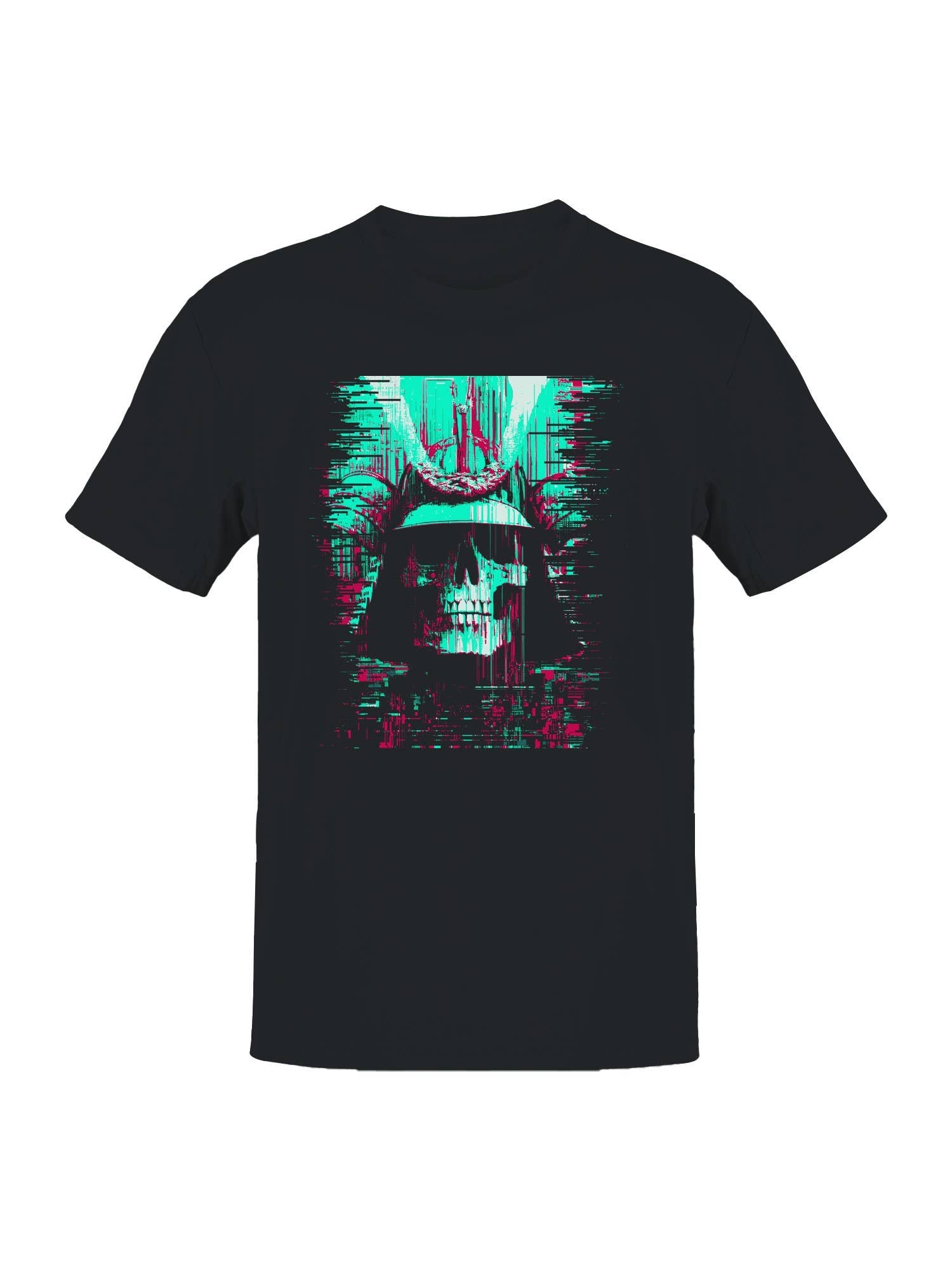 Glitch Samurai Skull Design Men's T-Shirt Hoodie, Sweatshirt | PodTeesHub.com