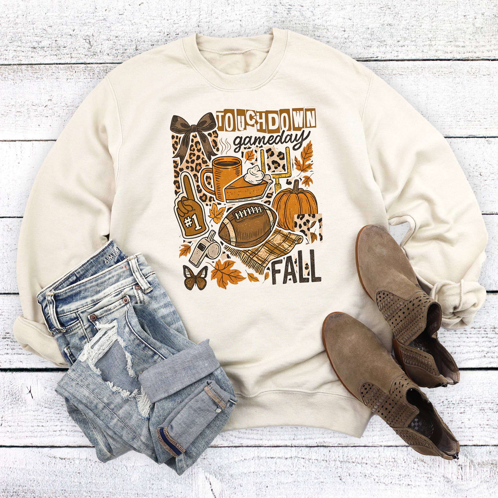 Fall Football Touchdown Collage Sweatshirt T-Shirts, Hoodie | PodTeesHub.com