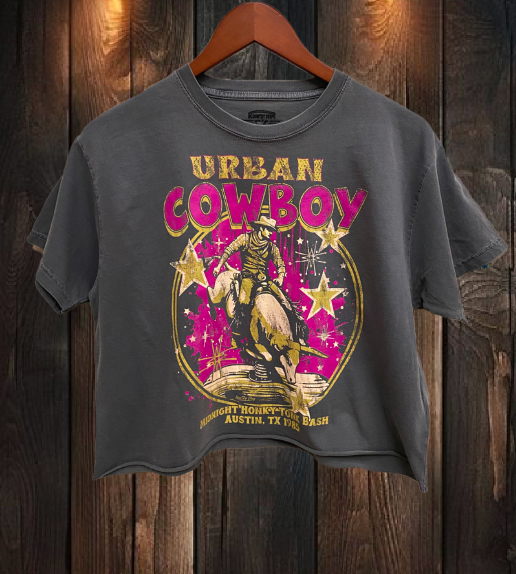 Urban Cowboy Austin Texas Bash Relaxed Crop T-Shirt Hoodie, Sweatshirt | PodTeesHub.com