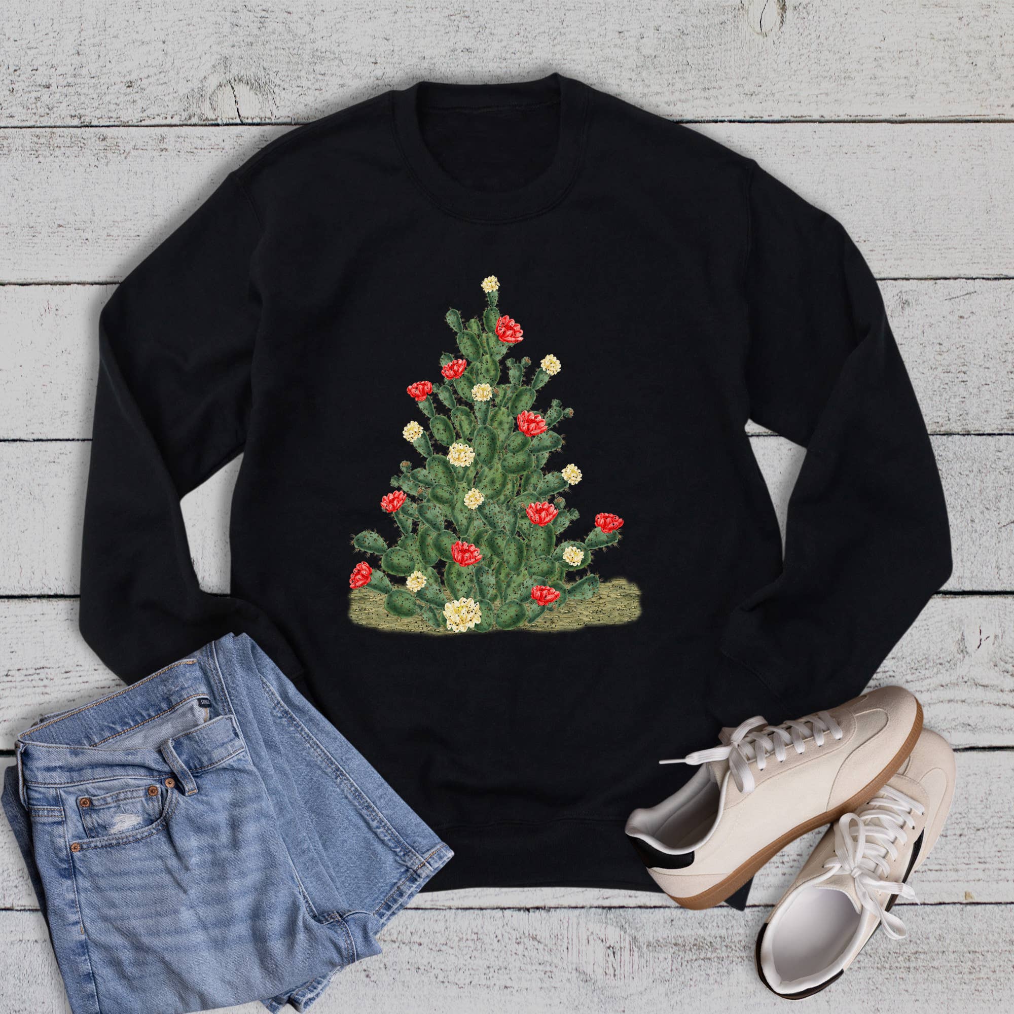 Christmas Tree Cactus Sweatshirt T-Shirts, Hoodie | PodTeesHub.com