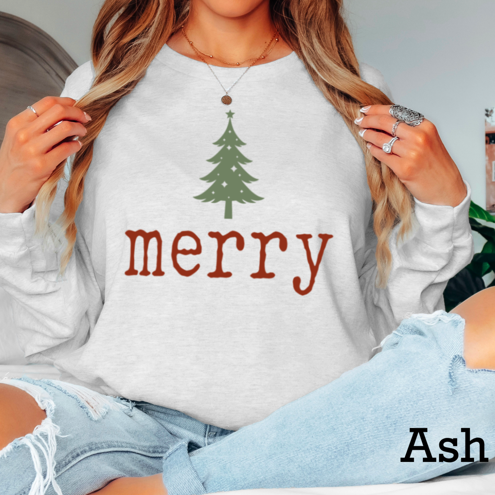 Merry Christmas 2025 Long Sleeve Shirt | Gildan Hoodie, Sweatshirt | PodTeesHub.com